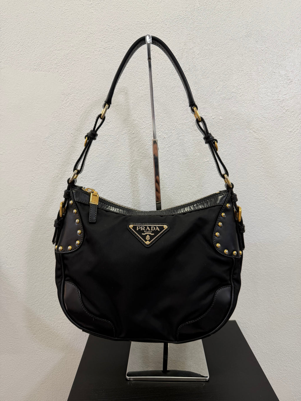 Prada Hobo Nylon e pelle spazzolata
