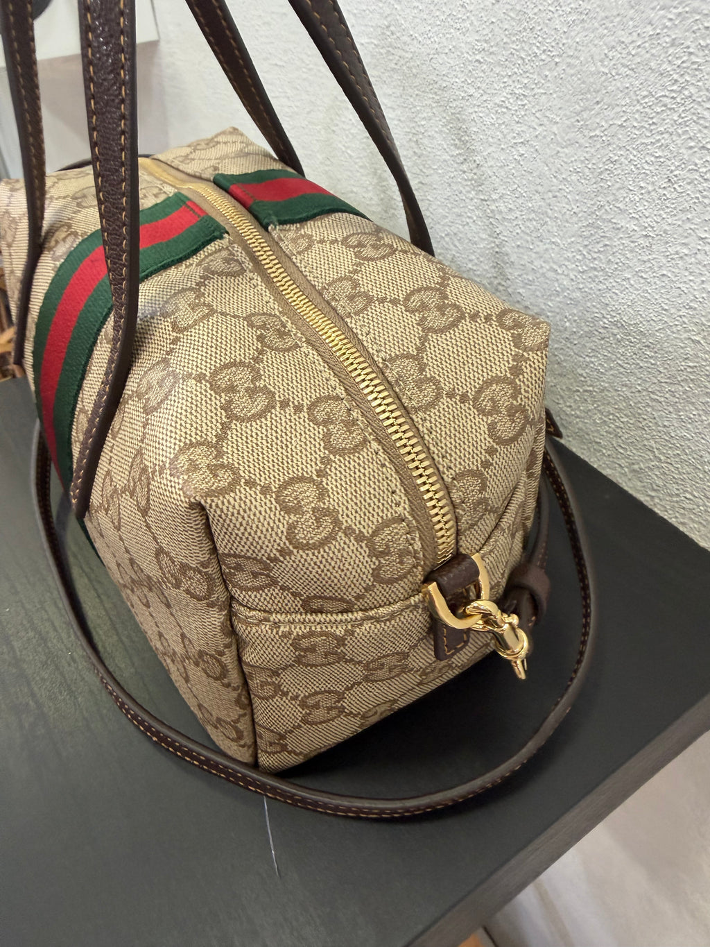 Gucci Mini Borsa Boston con dettaglio Web