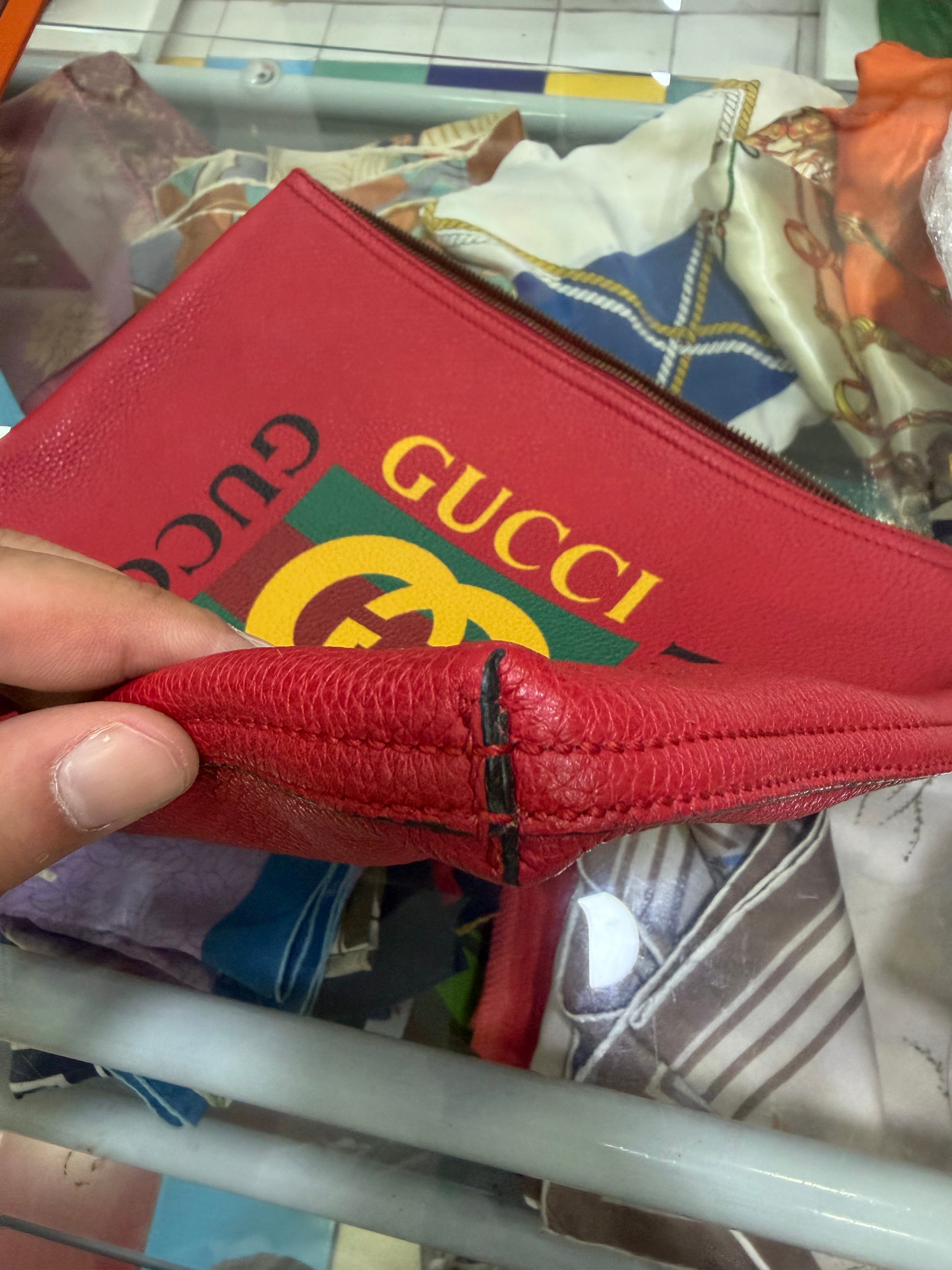 Gucci Pouch Logo Print Rosso