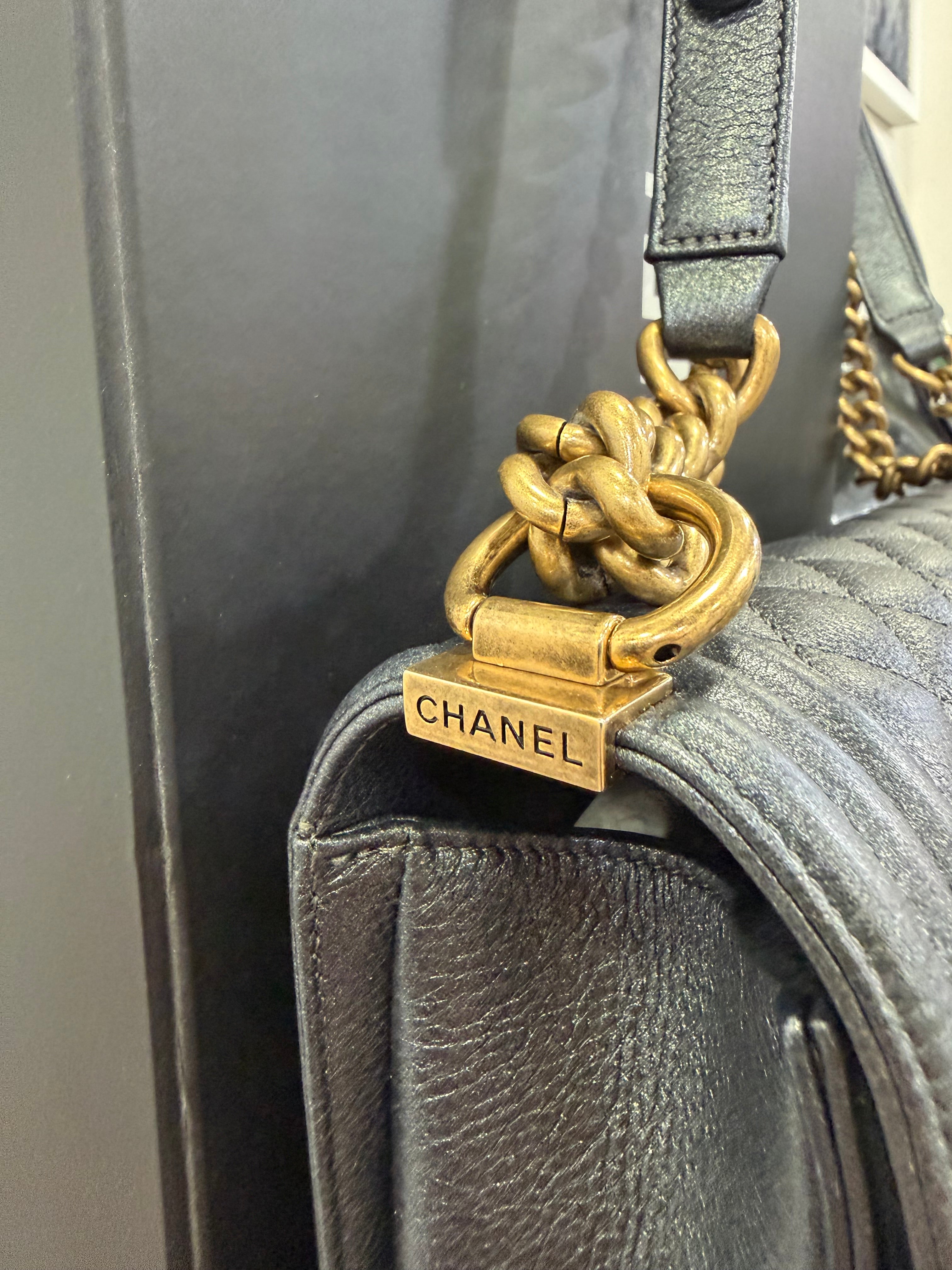 Chanel Boy Medium Grey Pearl