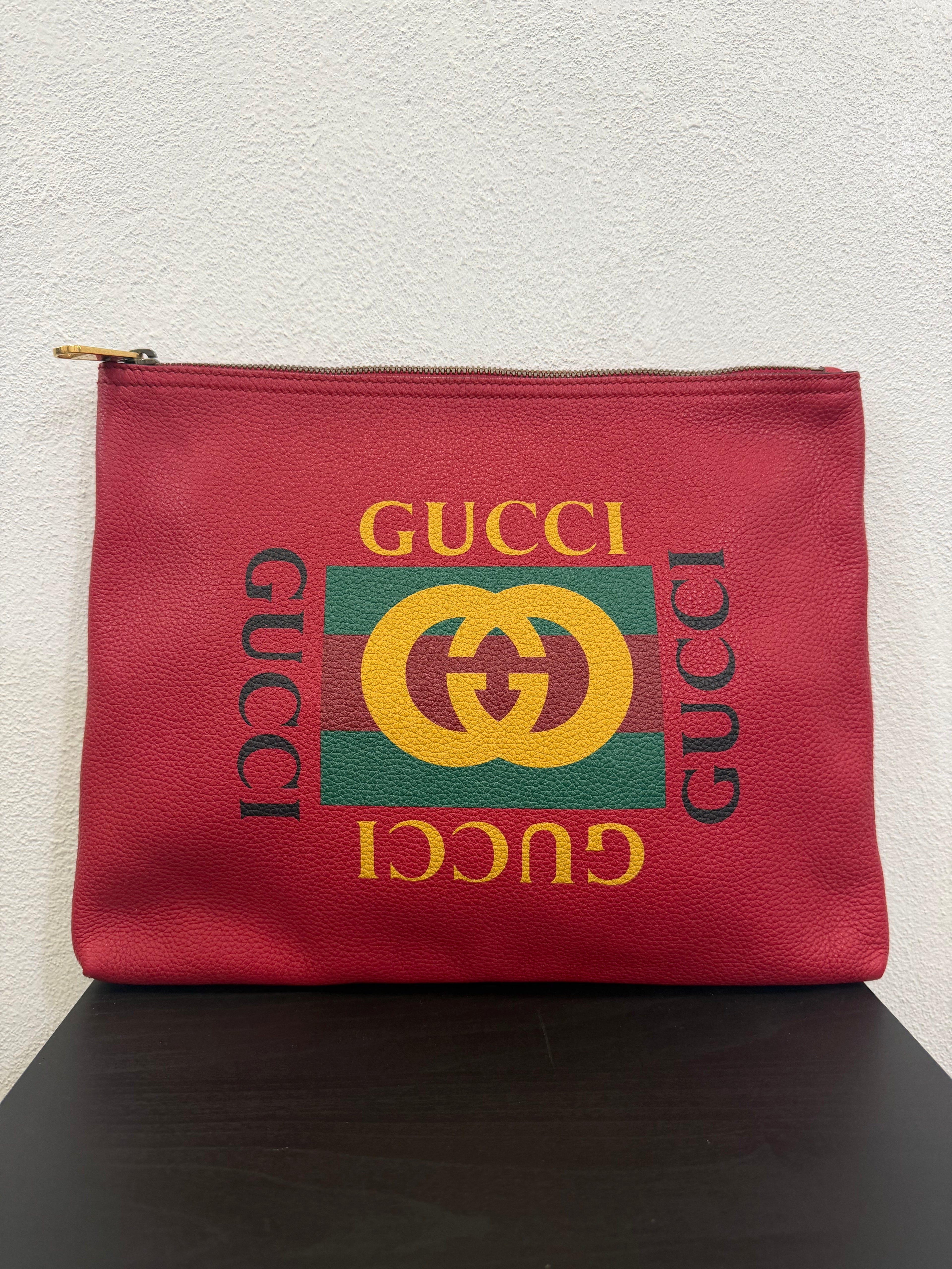Gucci Pouch Logo Print Rosso