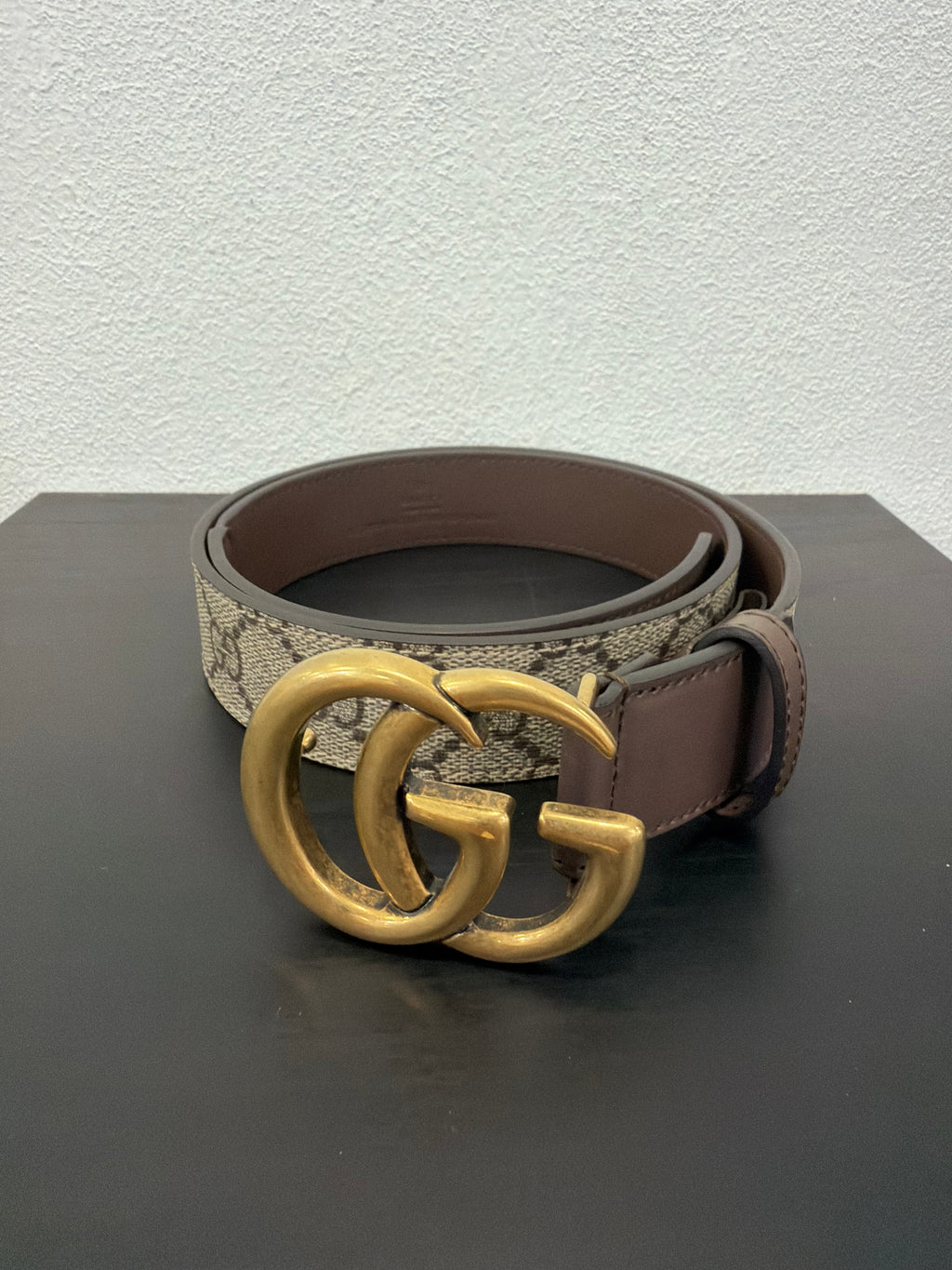 Gucci cintura GG con finiture marroni