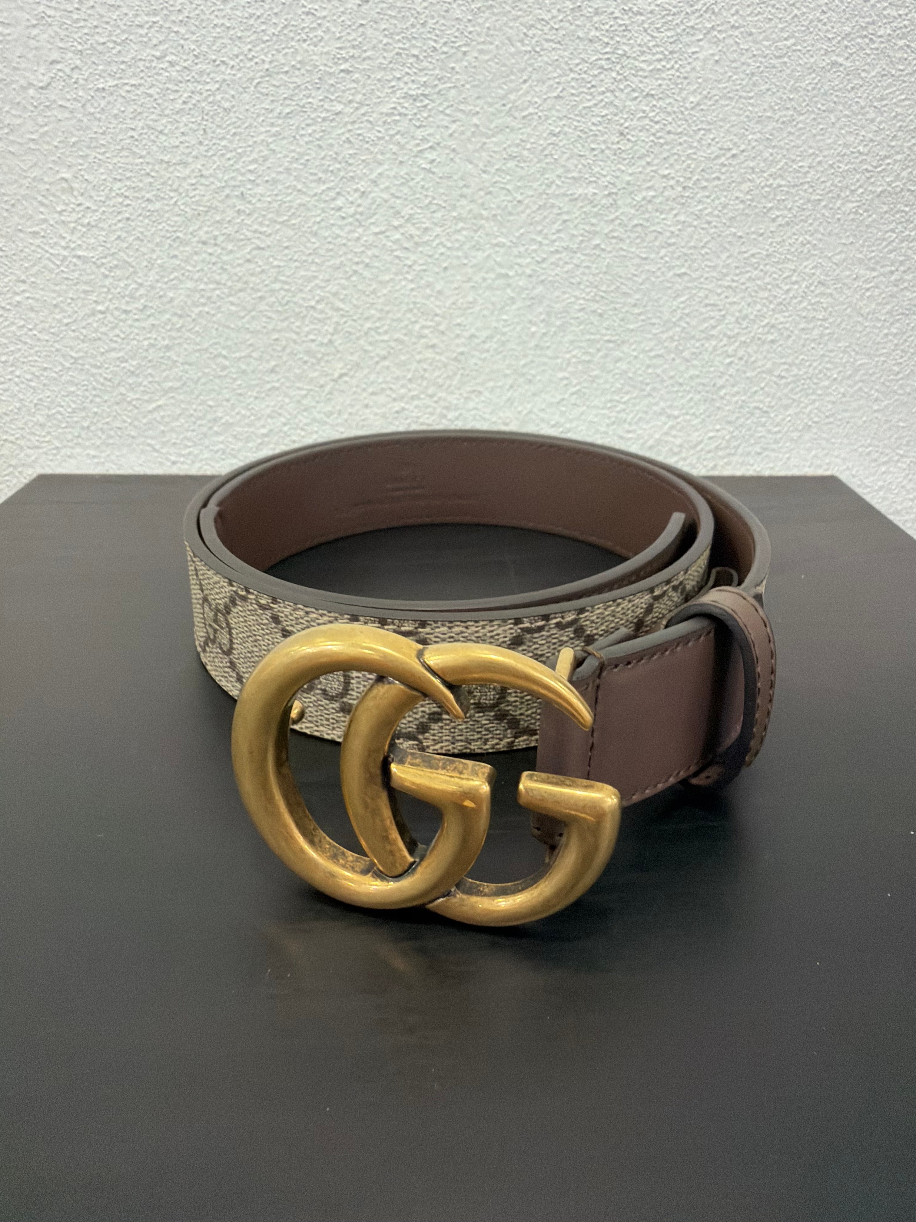 Gucci cintura GG con finiture marroni