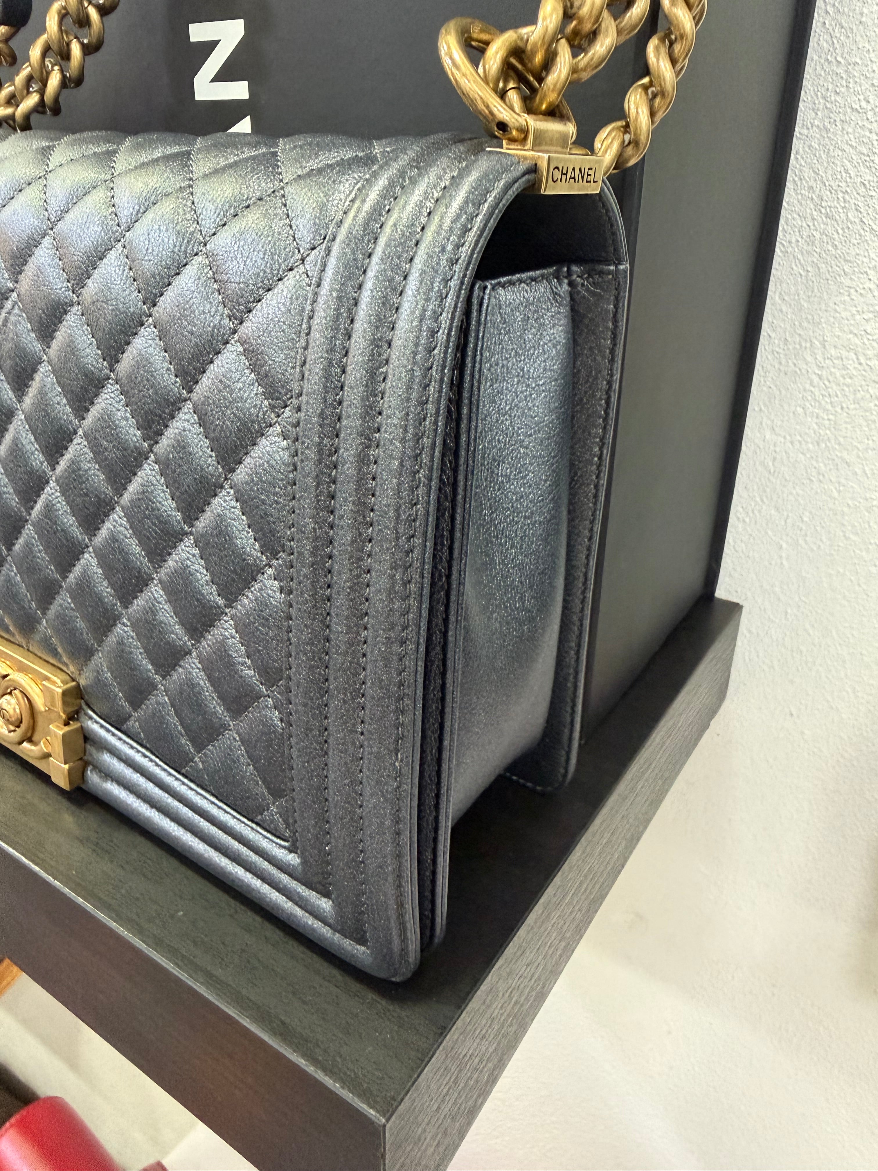 Chanel Boy Medium Grey Pearl