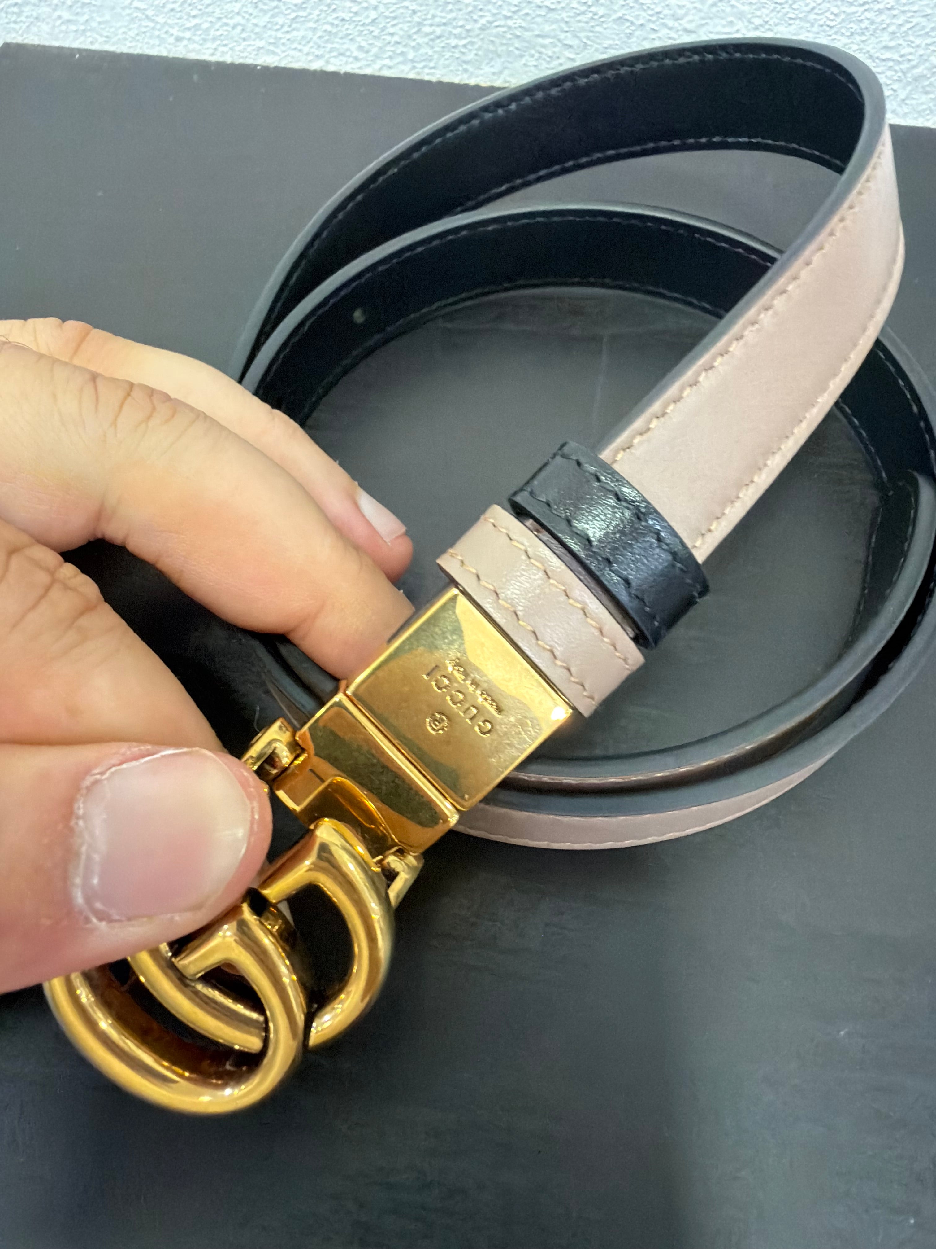 Gucci Cintura GG in pelle cipria reversibile