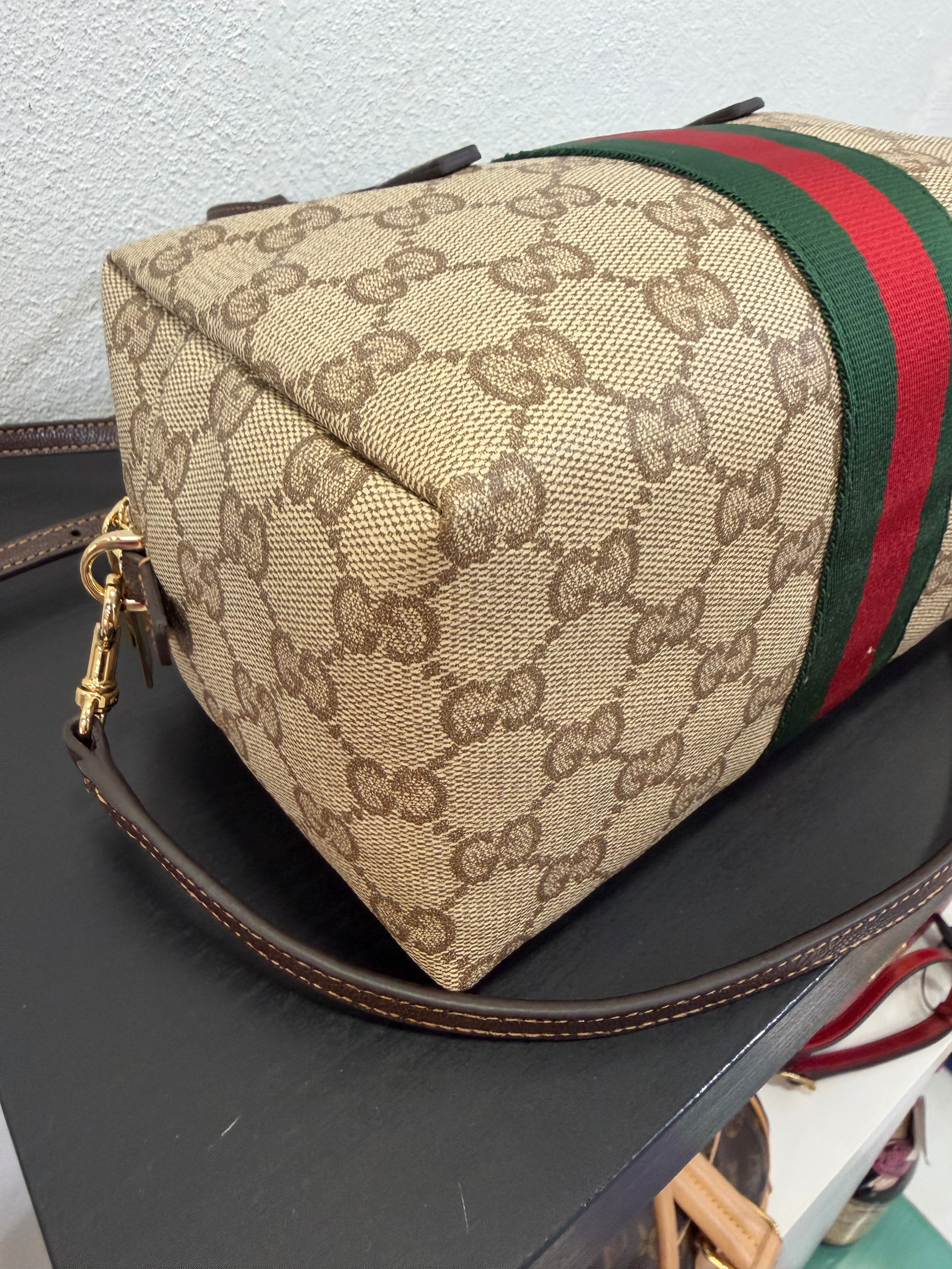 Gucci Mini Borsa Boston con dettaglio Web