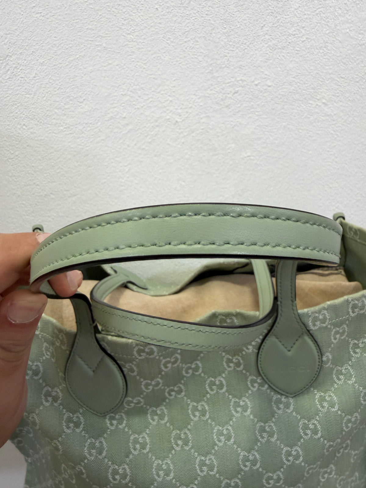 Gucci Ophidia GG Tote bag Large in denim Menta