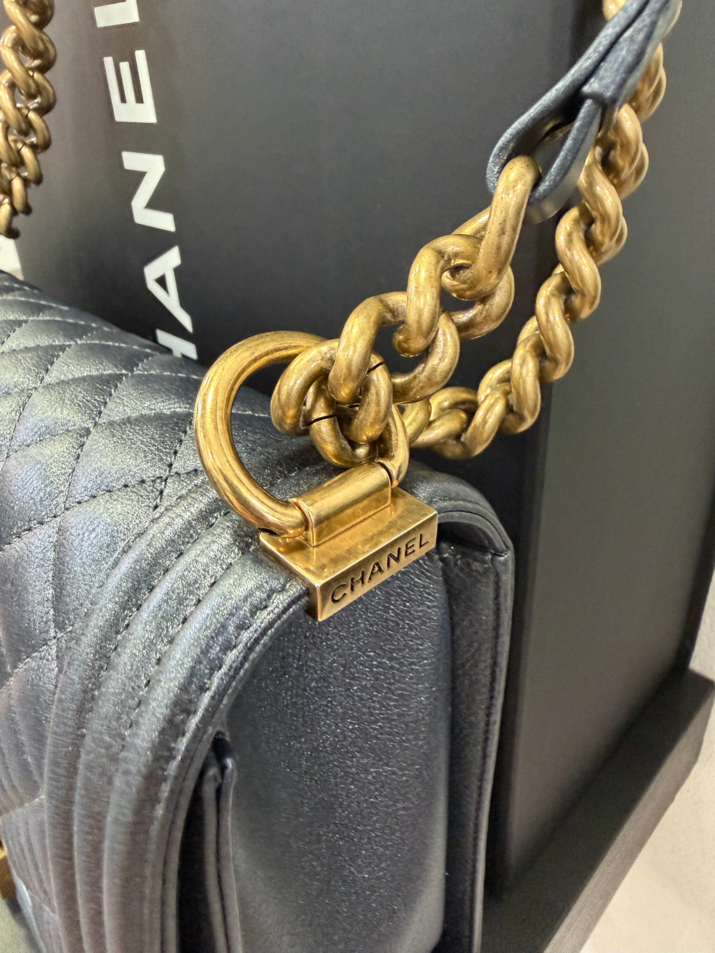 Chanel Boy Medium Grey Pearl