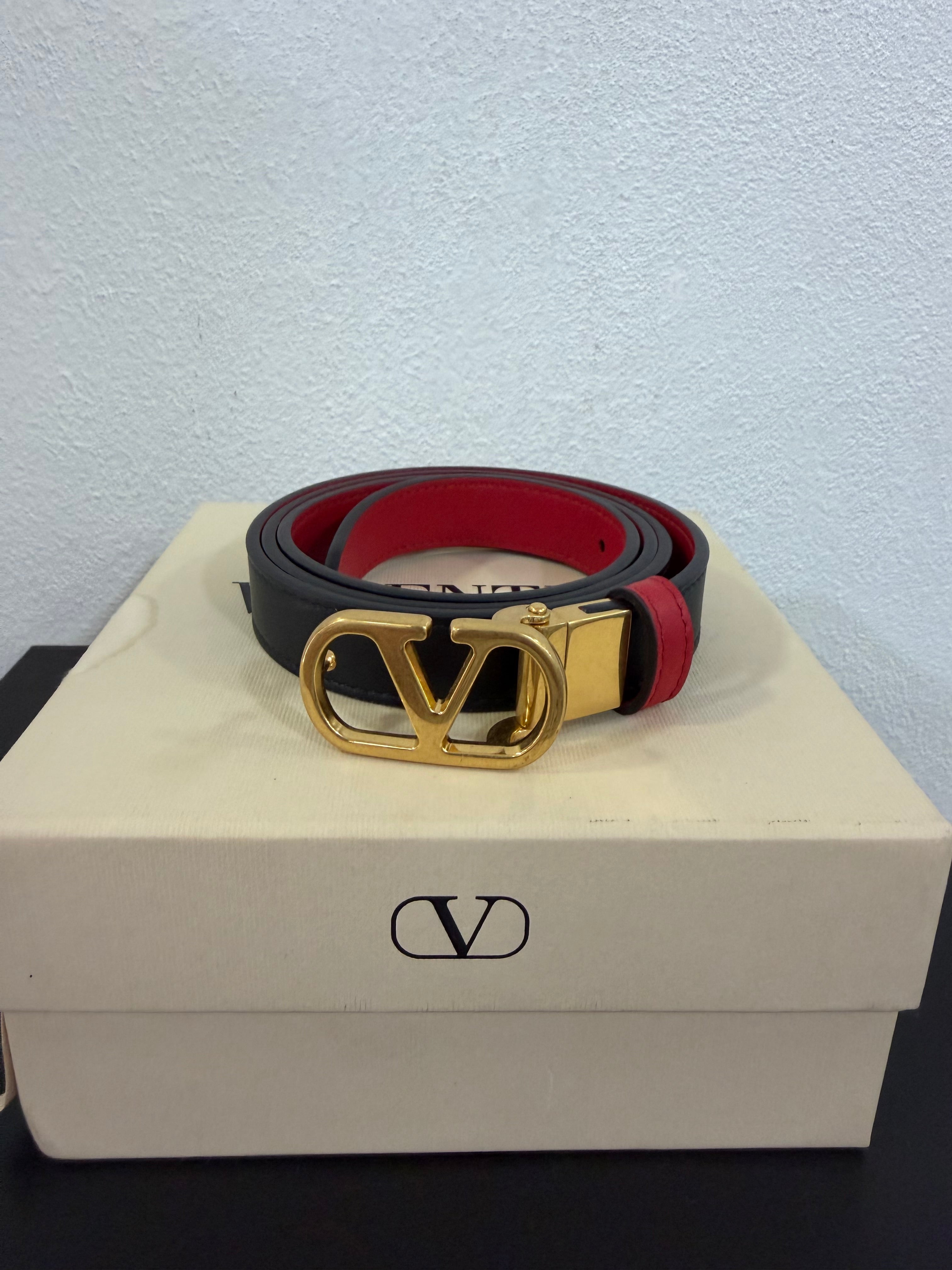 Valentino Garavani Cintura V logo Double face 90