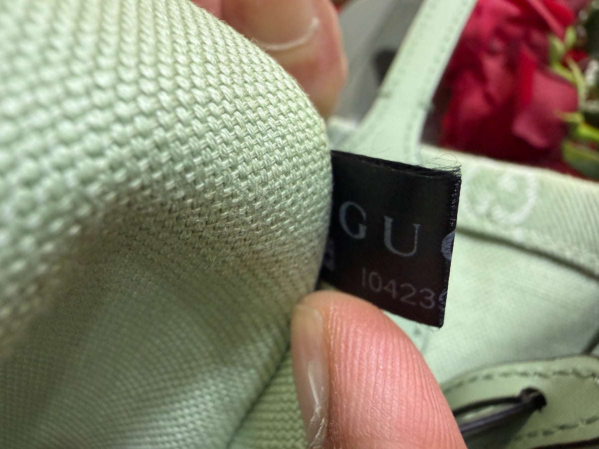 Gucci Ophidia GG Tote bag Large in denim Menta