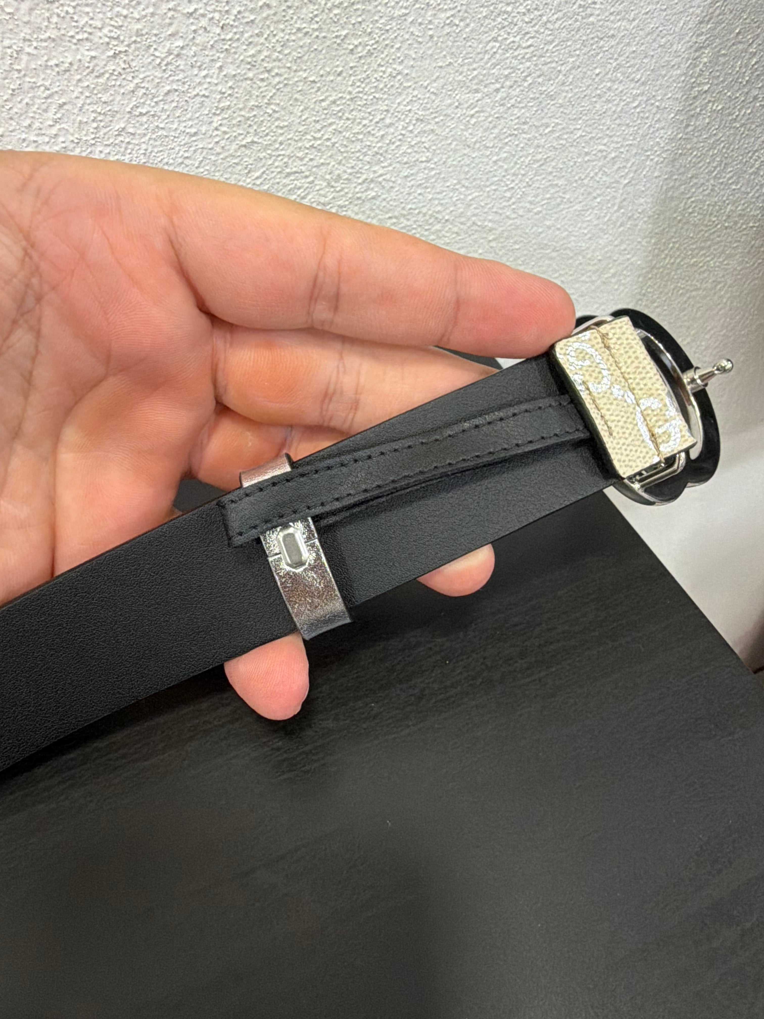 Gucci Cintura in tela GG avorio Con logo Argento