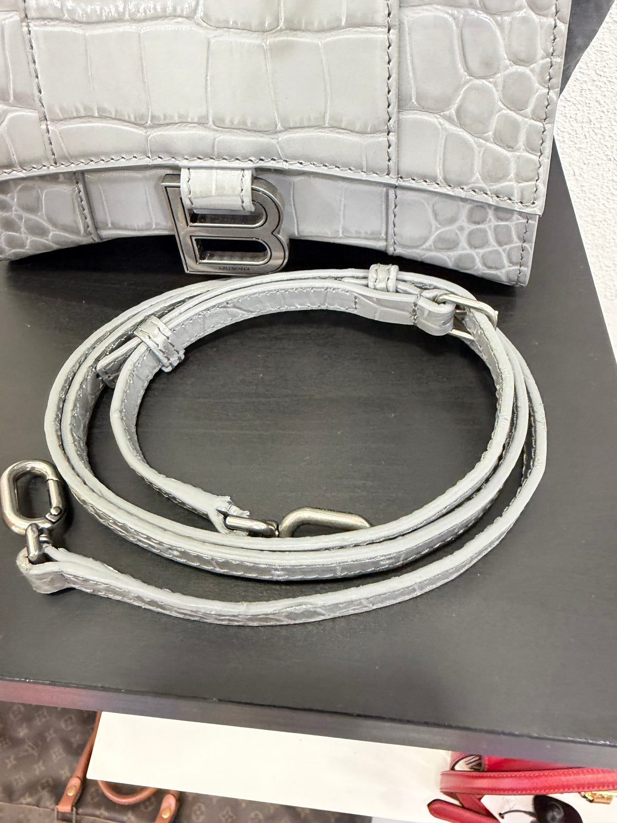 Balenciaga Hourglass XS Cocco grigio