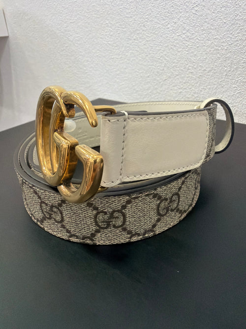 Gucci Cintura in GG con finiture bianco 115