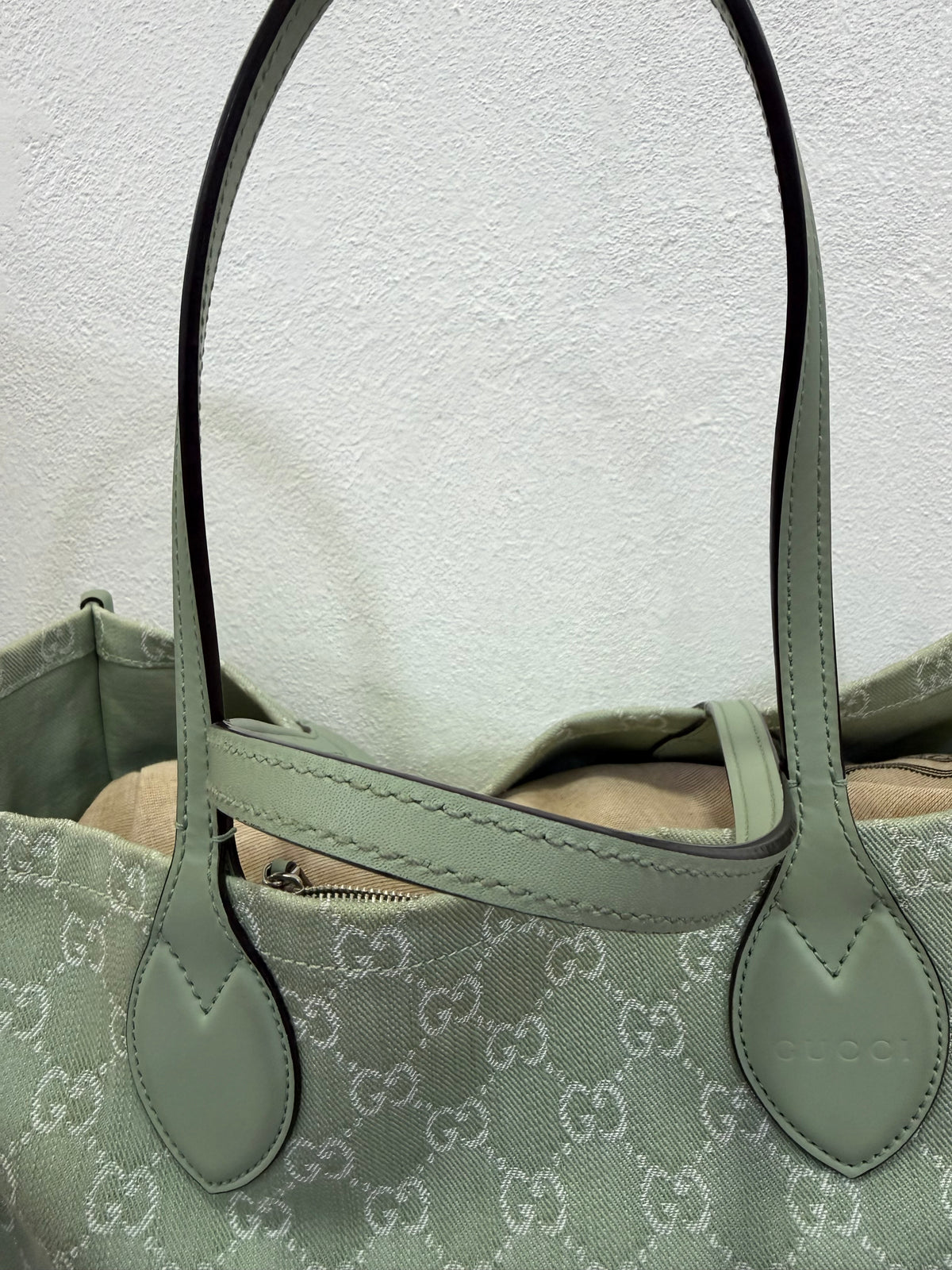 Gucci Ophidia GG Tote bag Large in denim Menta