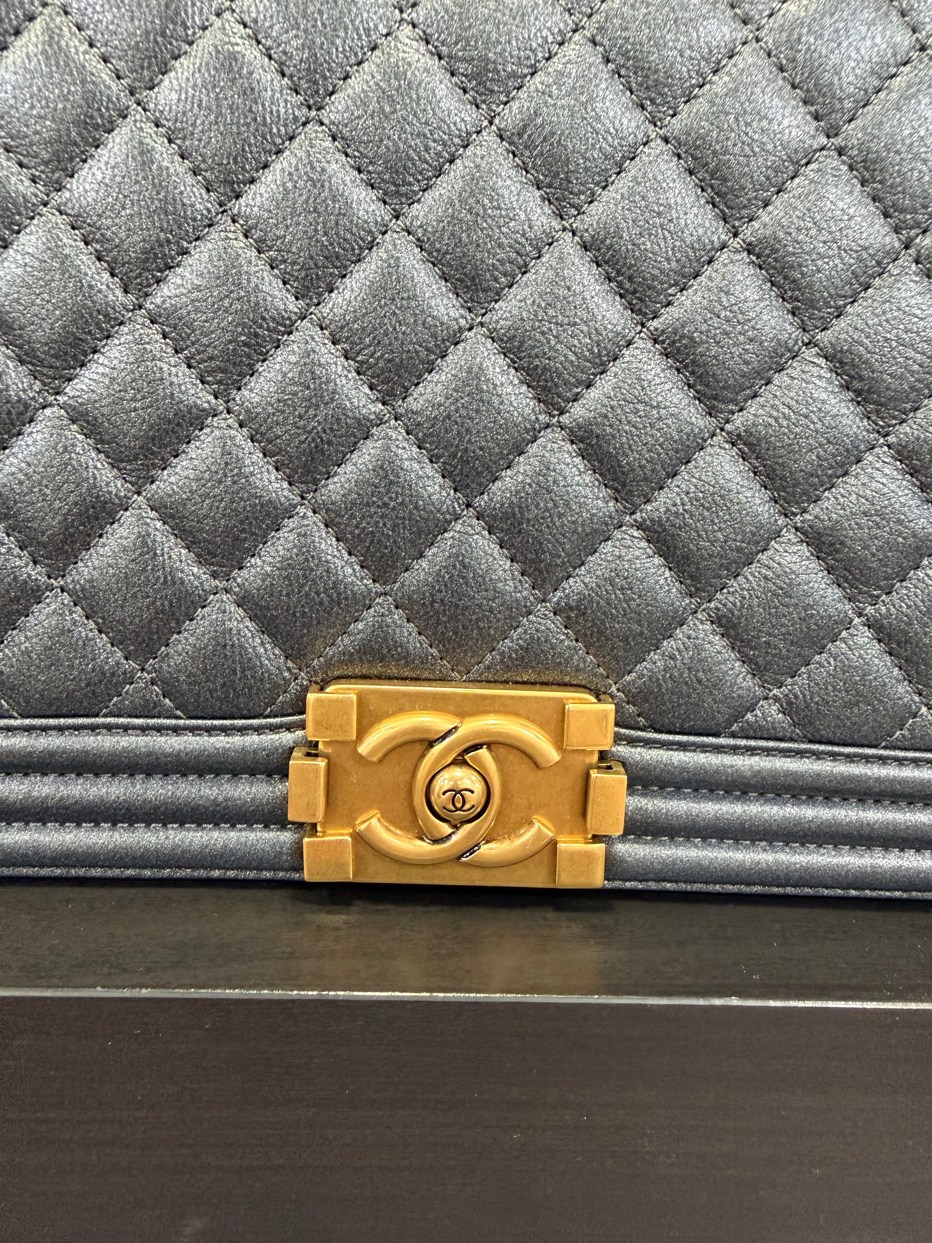Chanel Boy Medium Grey Pearl