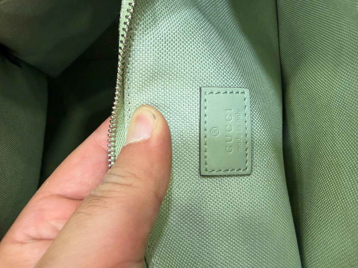 Gucci Ophidia GG Tote bag Large in denim Menta
