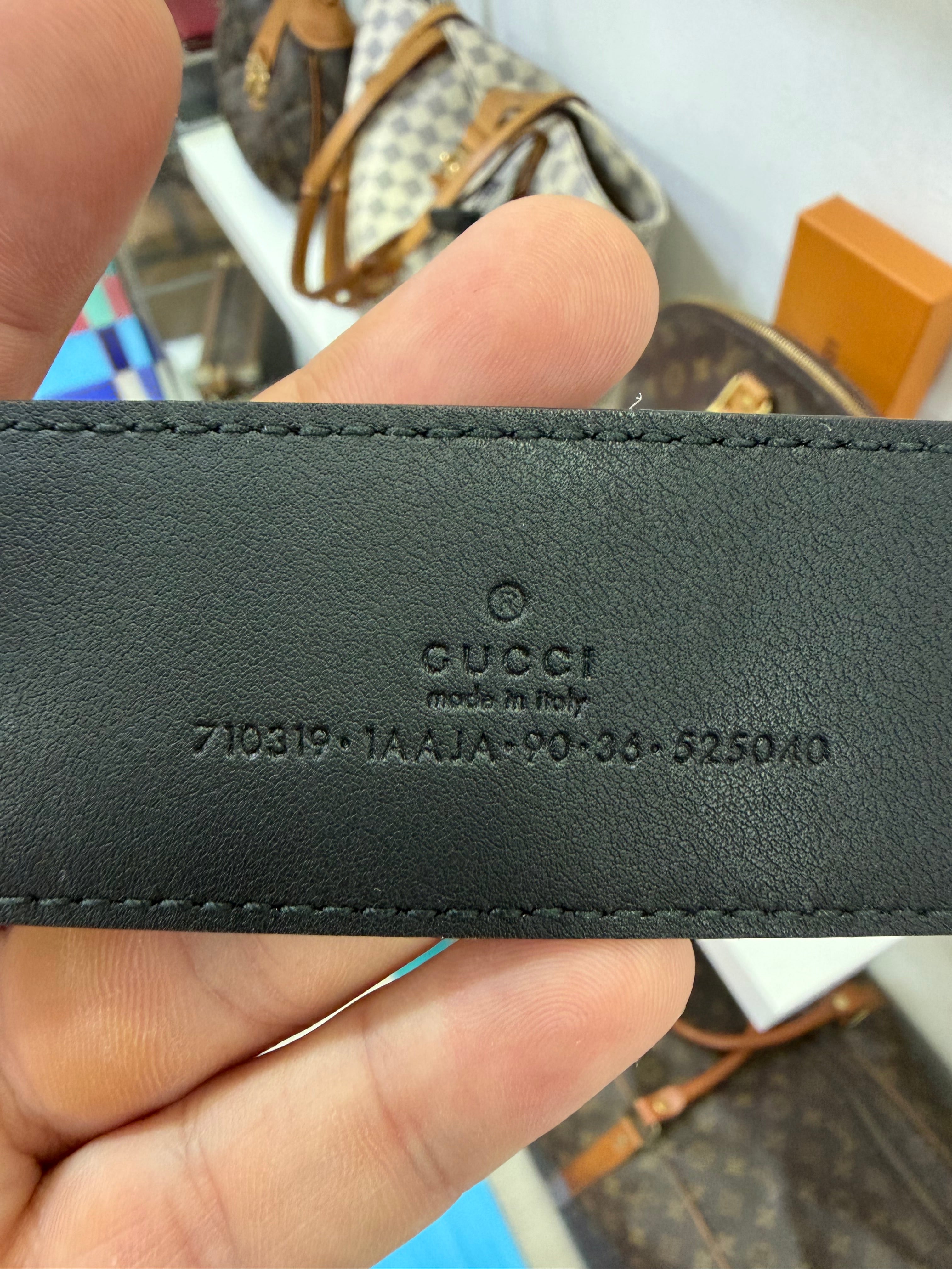 Gucci Cintura larga G Quadro bicolor 90