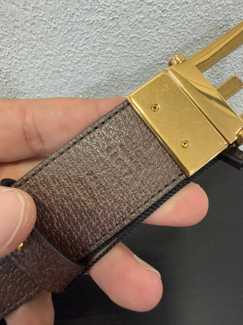 Gucci Cintura G Quadro tela GG Supreme Reversibile 75