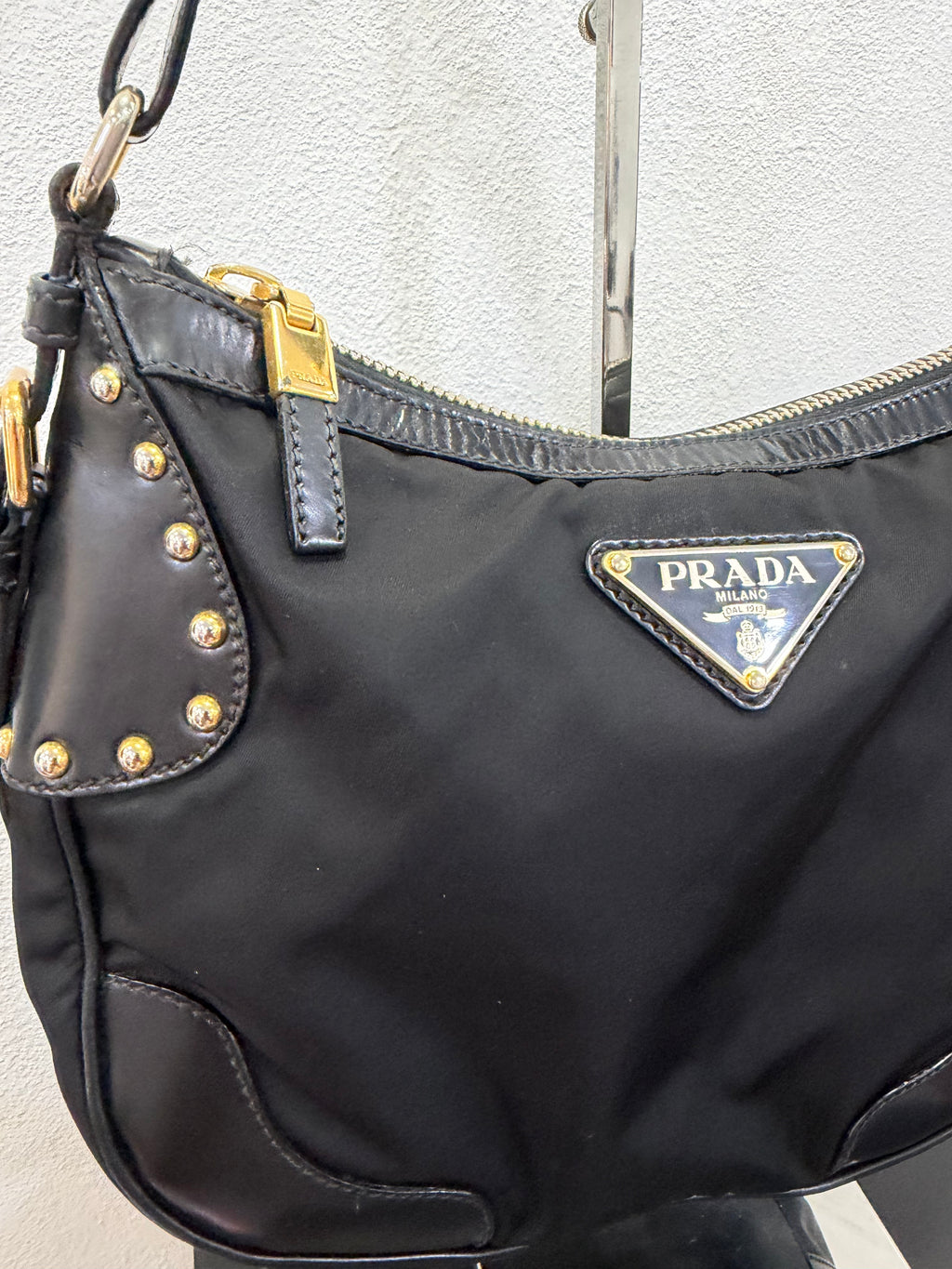 Prada Hobo Nylon e pelle spazzolata