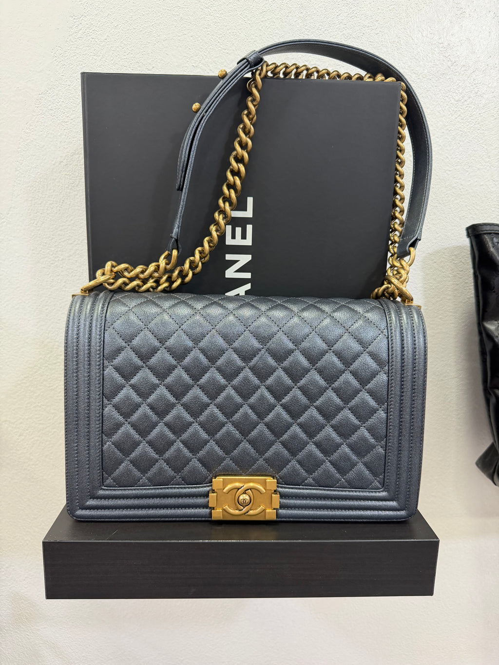 Chanel Boy Medium Grey Pearl