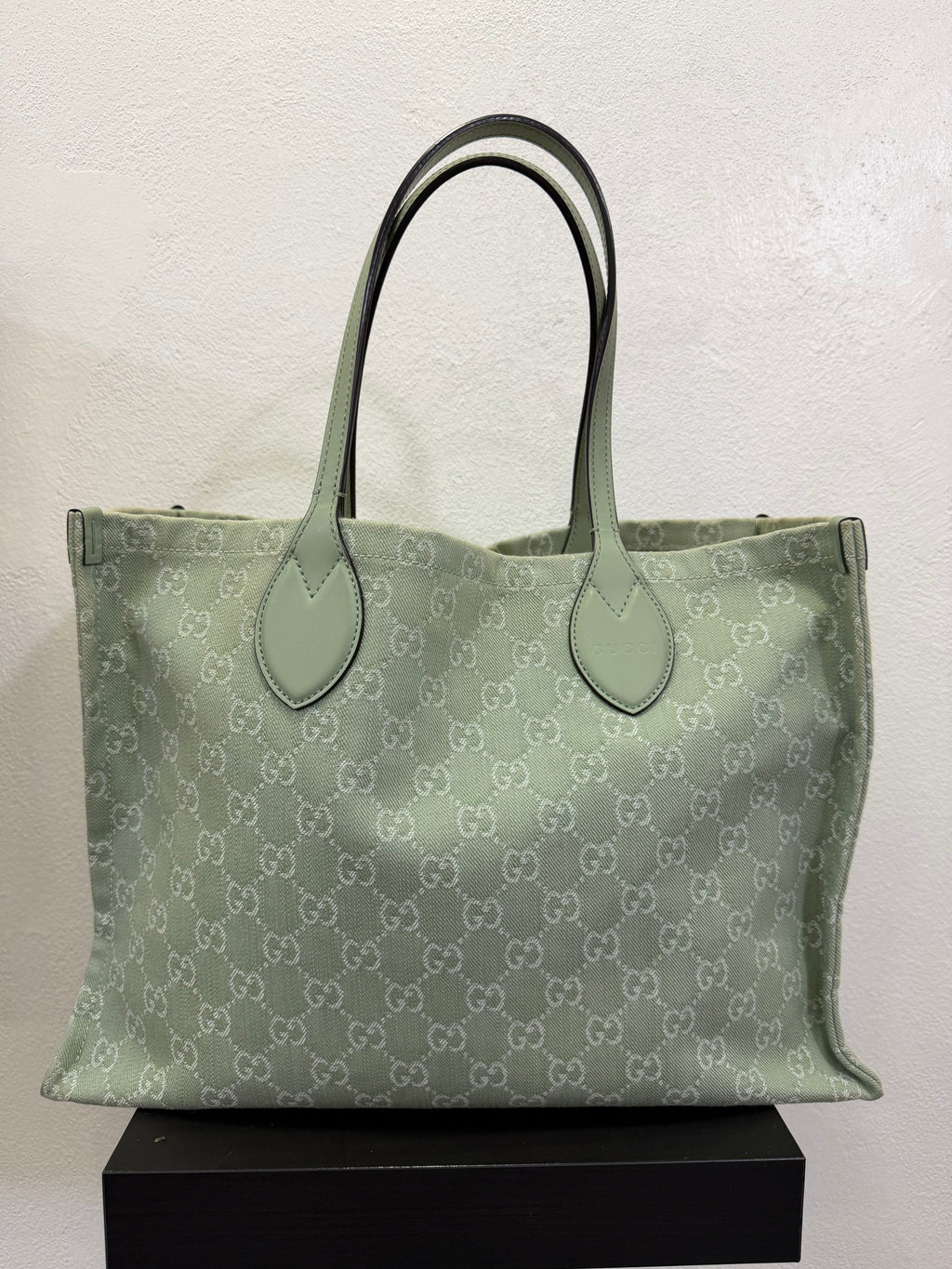 Gucci Ophidia GG Tote bag Large in denim Menta