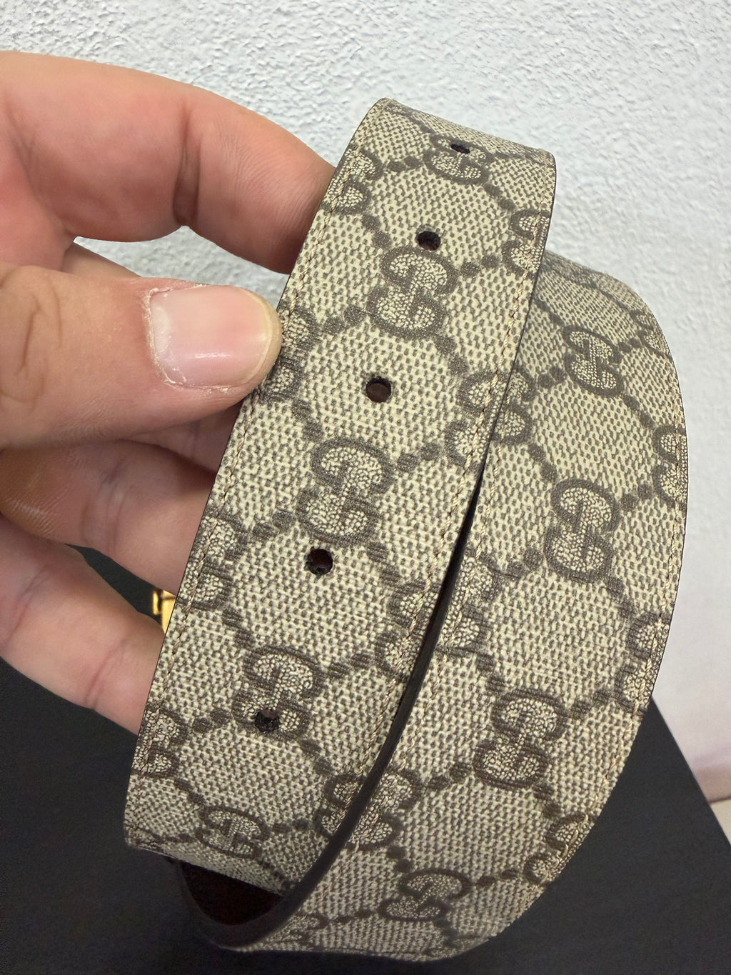 Gucci Cintura G Quadro tela GG Supreme Reversibile 75