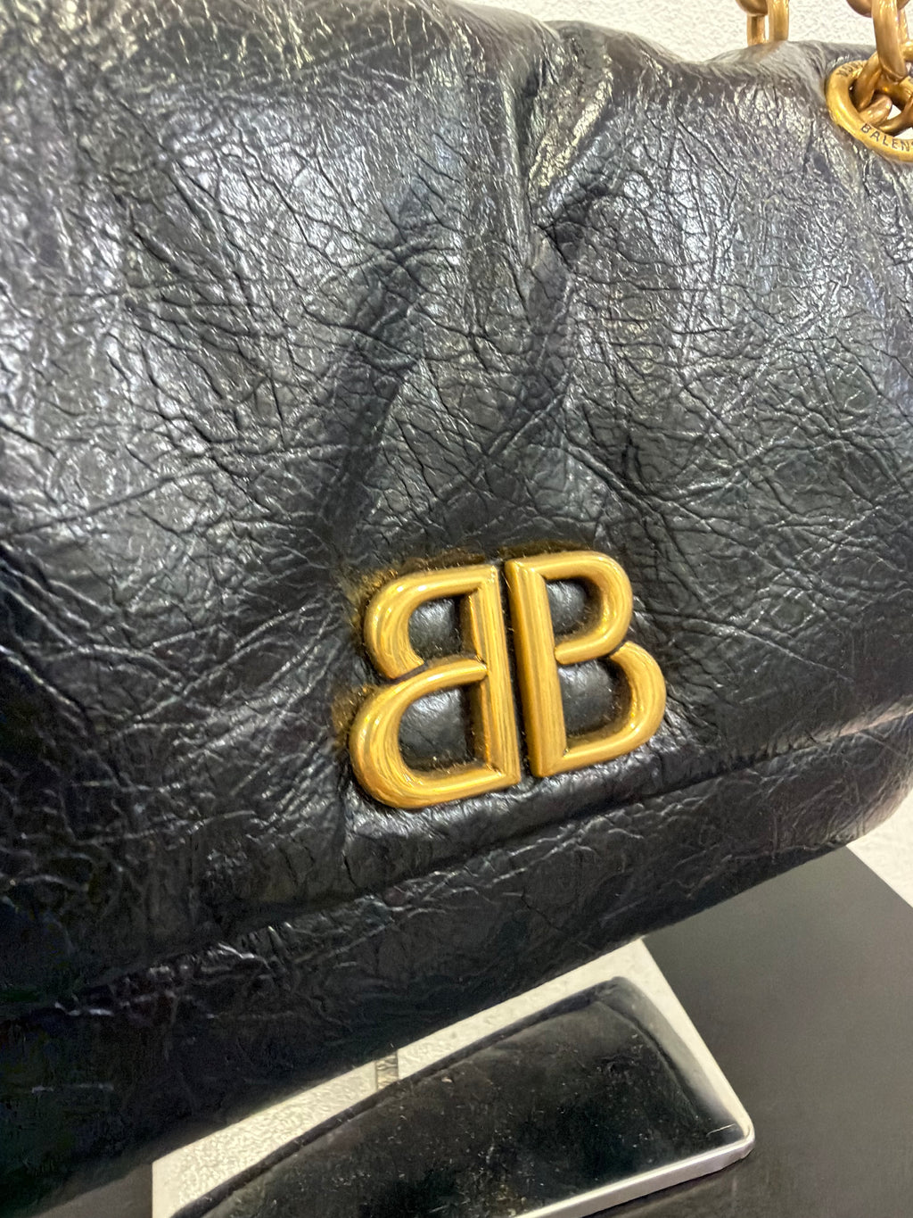 Balenciaga Monaco Mini in pelle stropicciata
