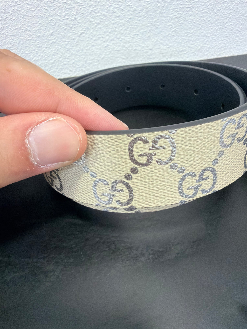 Gucci Cintura in tela GG avorio Con logo Argento