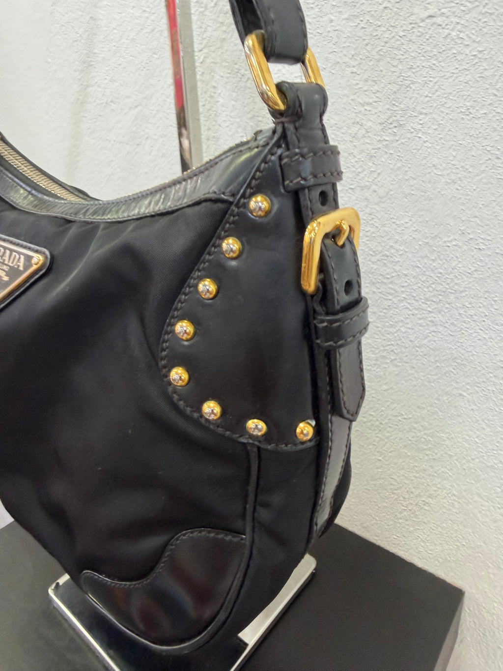 Prada Hobo Nylon e pelle spazzolata