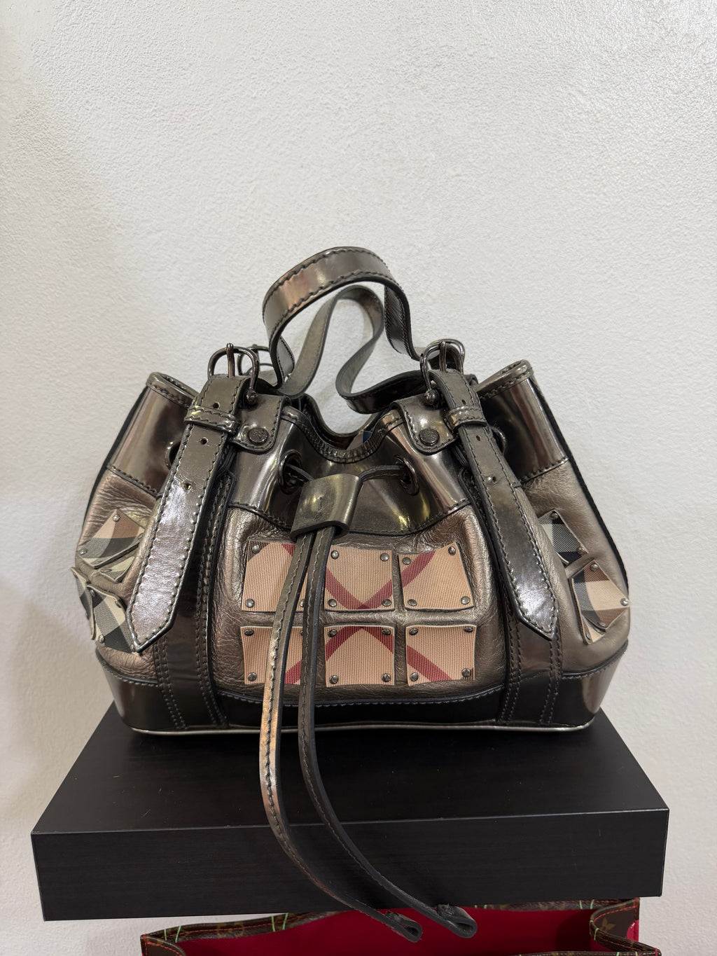 Burberry Bucket argento e tela check