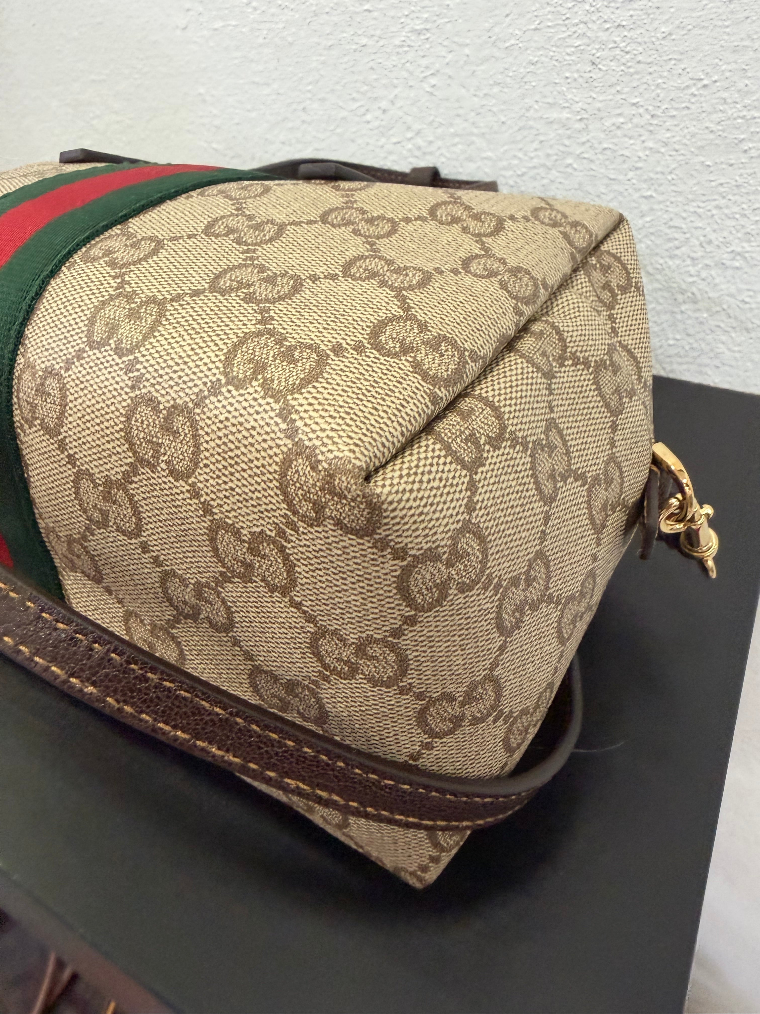 Gucci Mini Borsa Boston con dettaglio Web