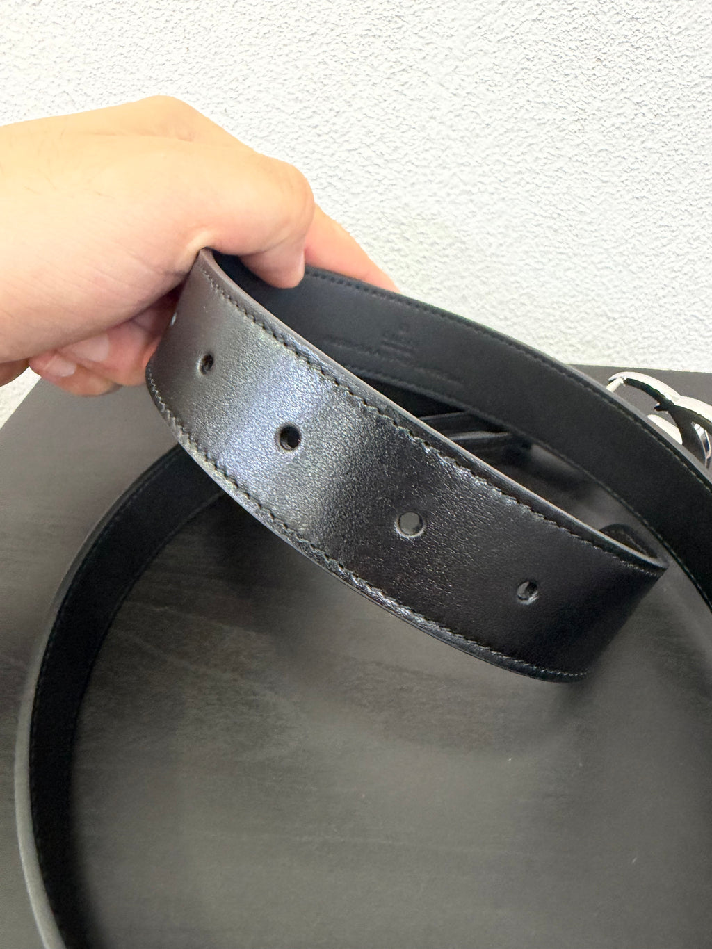 Gucci cintura GG in pelle nera