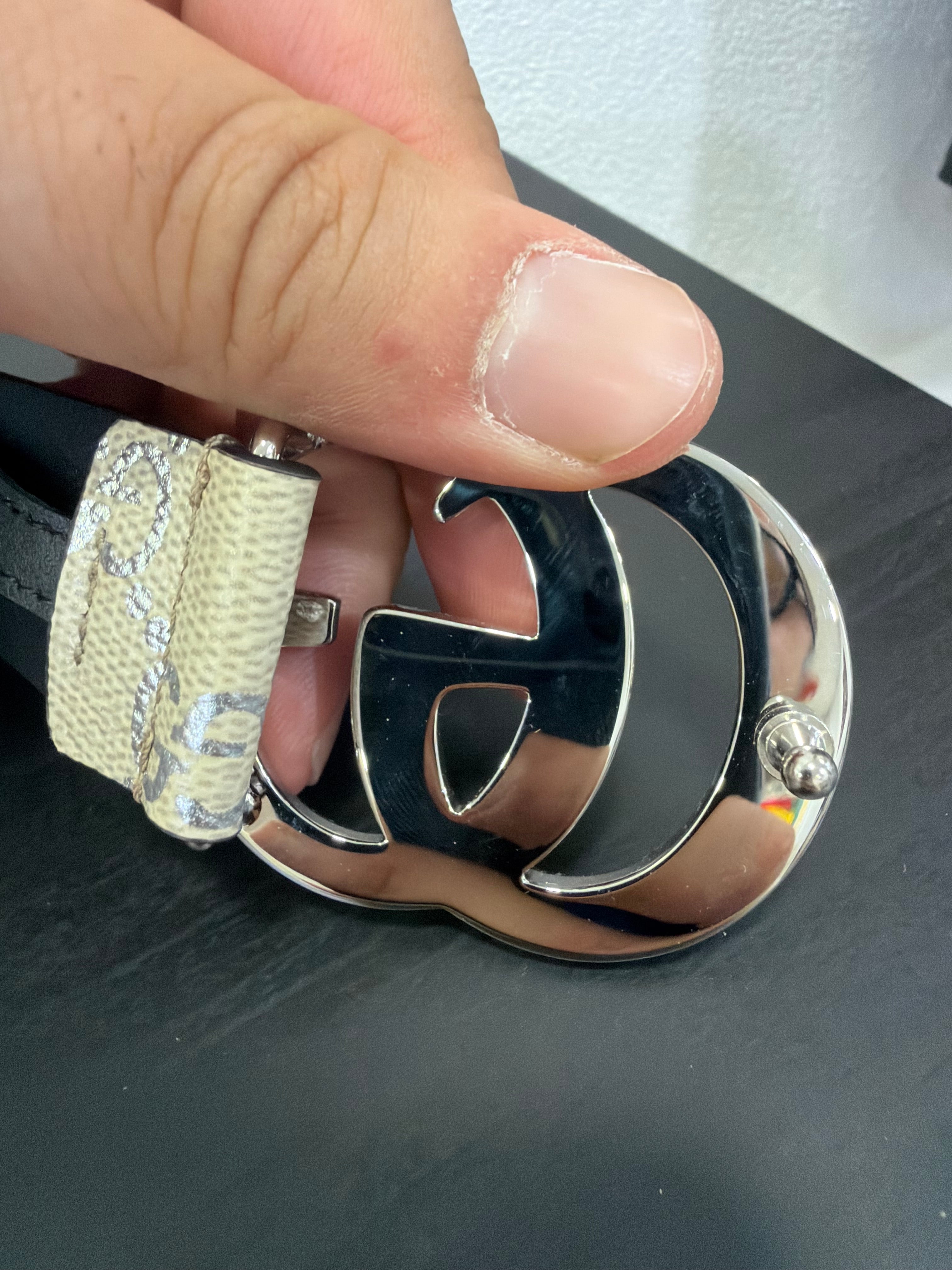 Gucci Cintura in tela GG avorio Con logo Argento