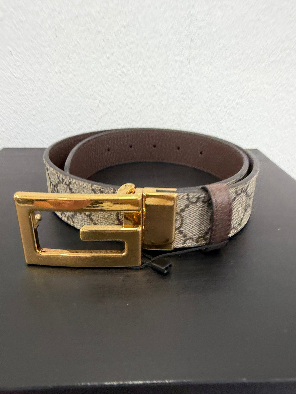 Gucci Cintura G Quadro tela GG Supreme Reversibile 75