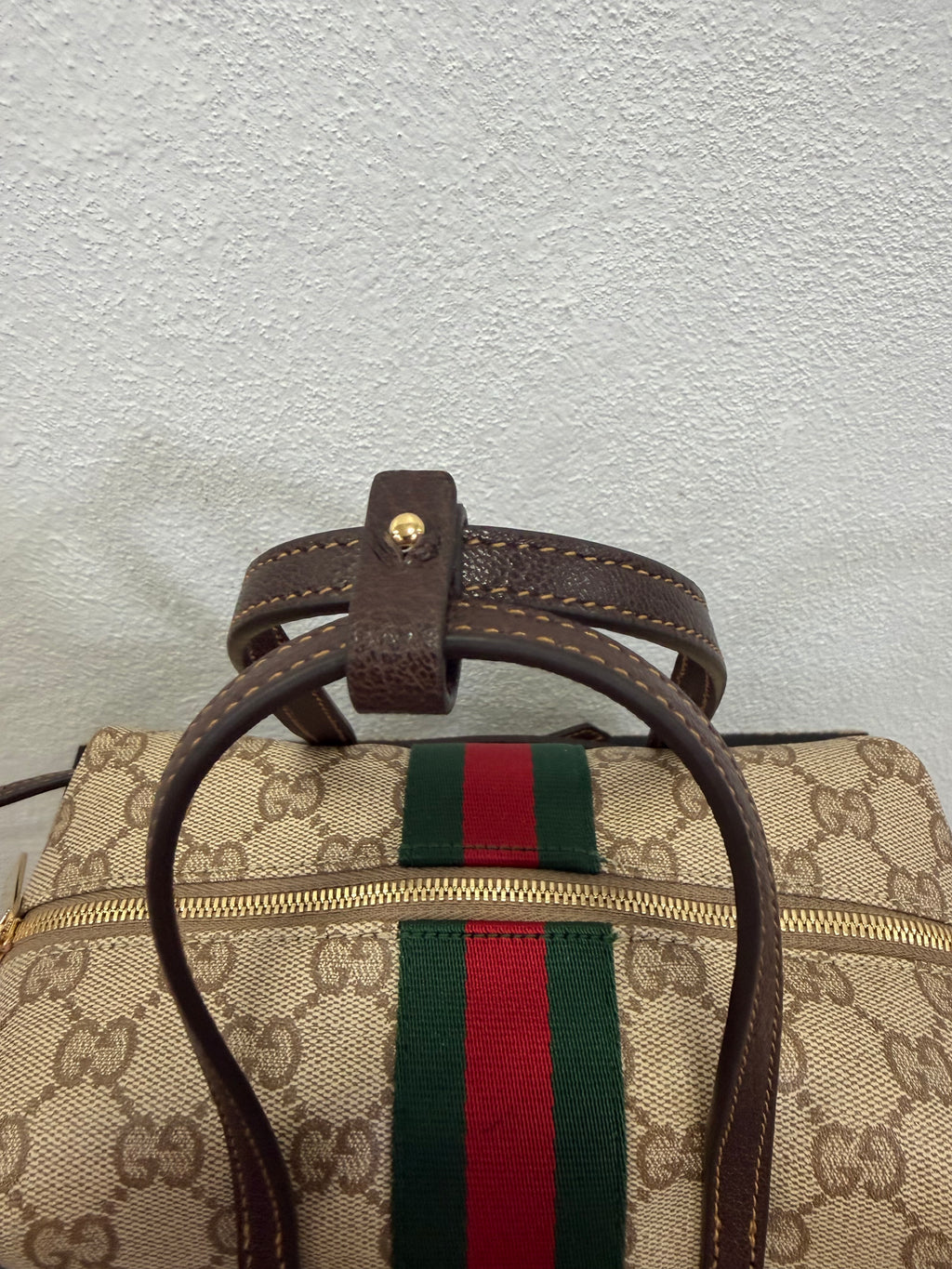 Gucci Mini Borsa Boston con dettaglio Web