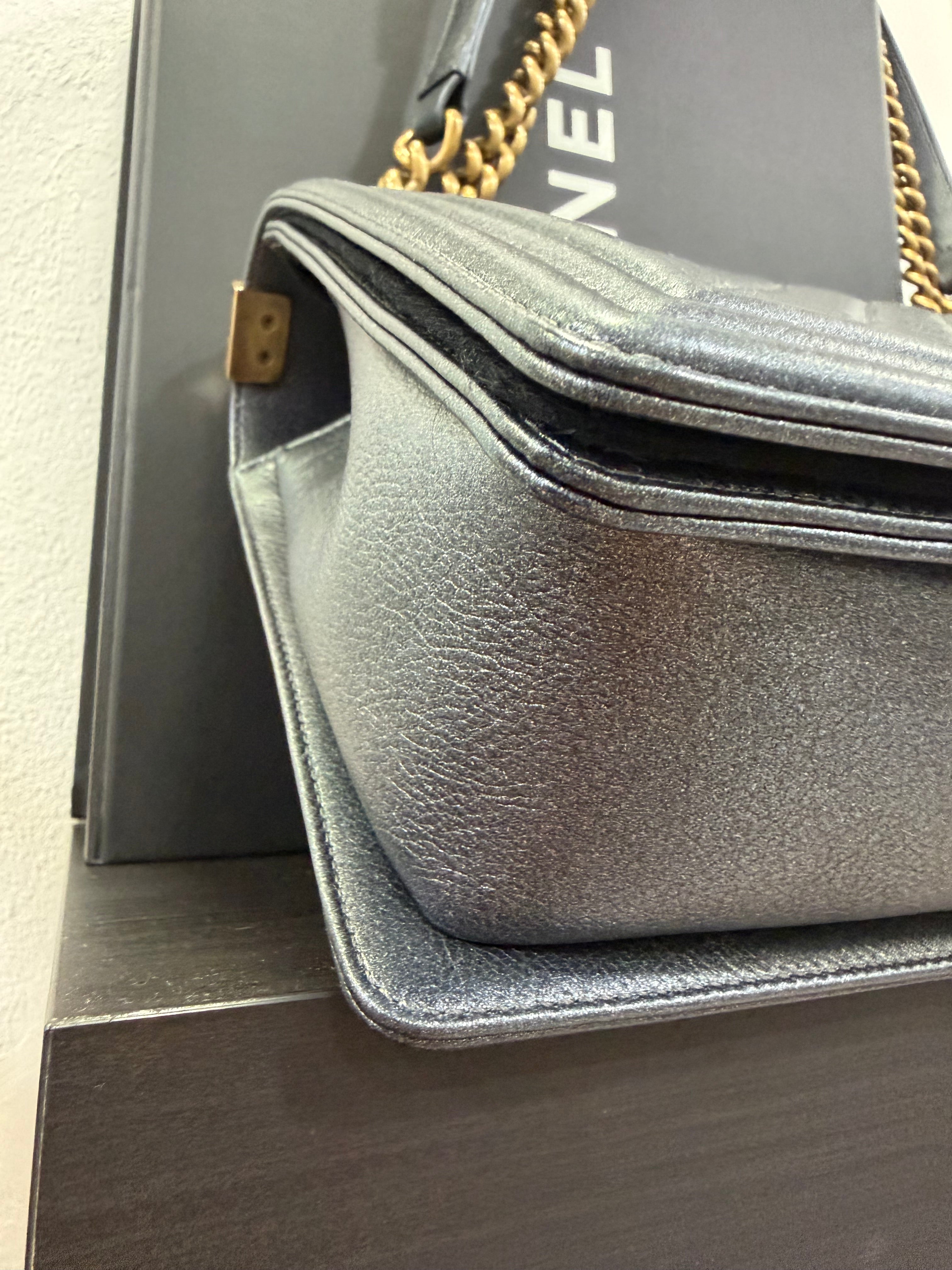 Chanel Boy Medium Grey Pearl