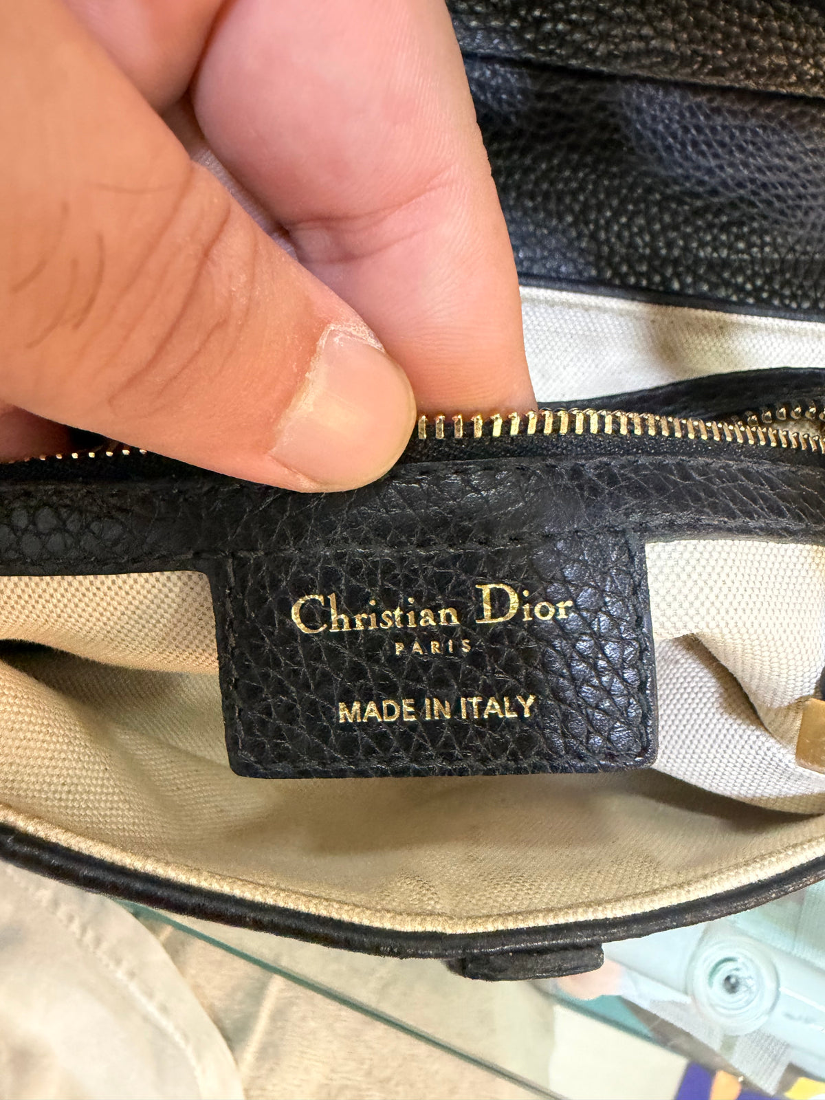 Christian Dior Saddle Nera in pelle granulata