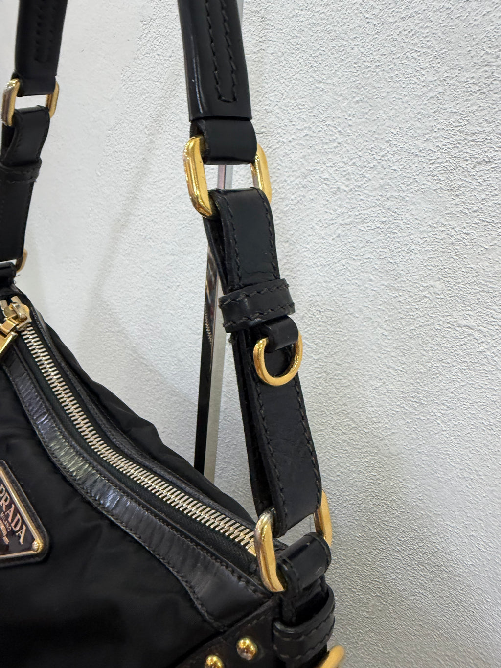 Prada Hobo Nylon e pelle spazzolata