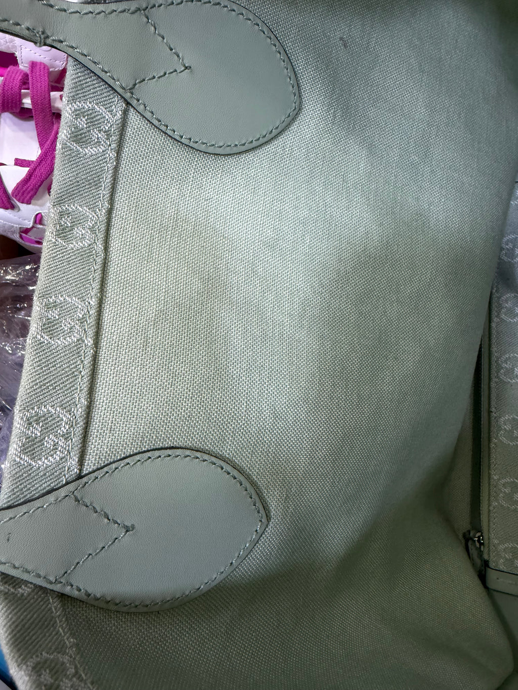 Gucci Ophidia GG Tote bag Large in denim Menta