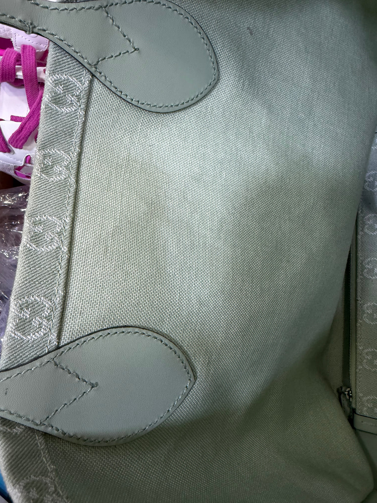 Gucci Ophidia GG Tote bag Large in denim Menta