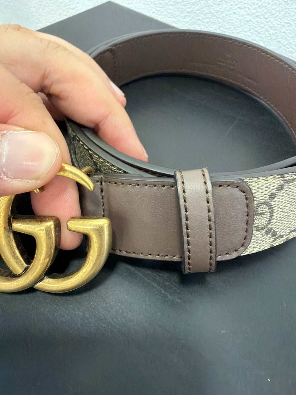 Gucci cintura GG con finiture marroni