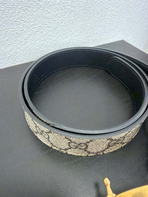Gucci Cintura in Tela GG con finiture Nero 85