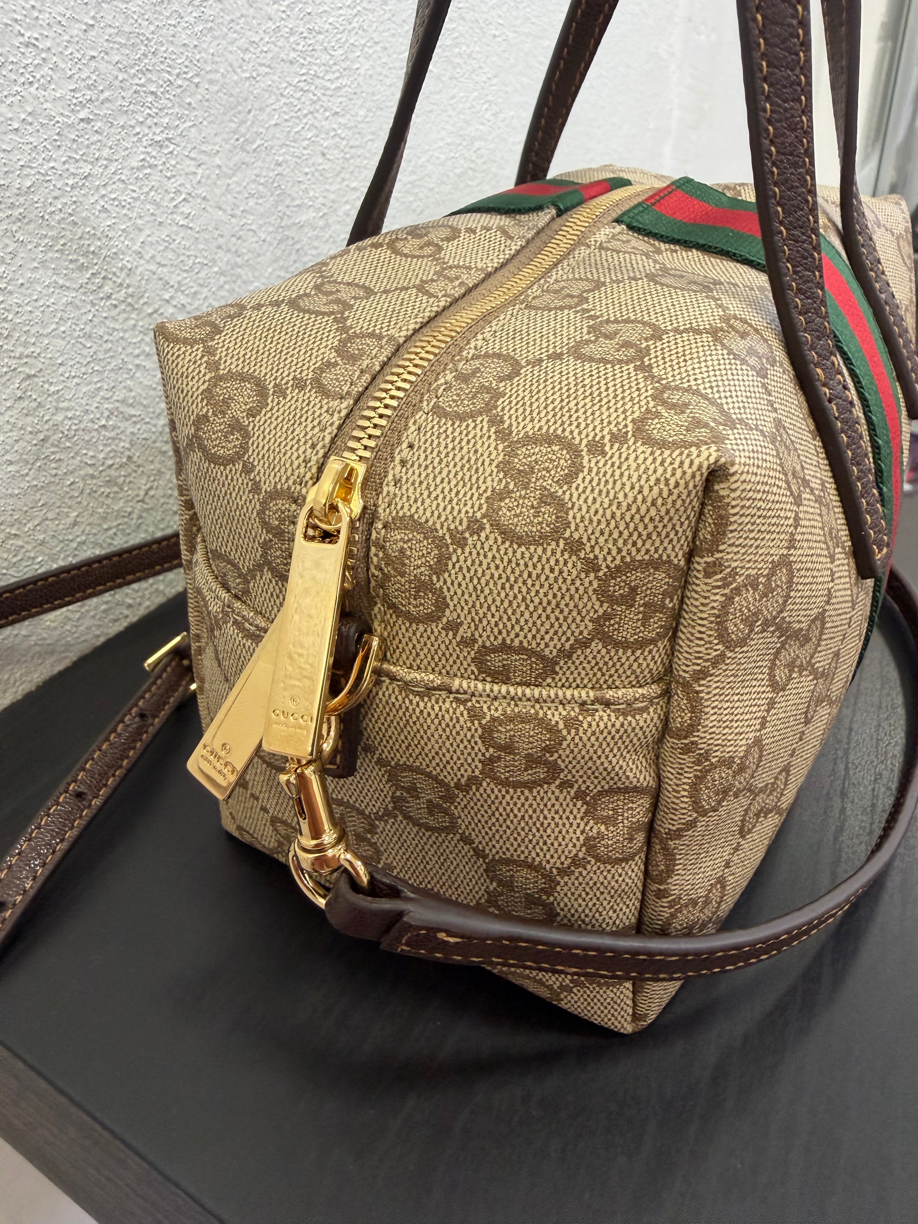 Gucci Mini Borsa Boston con dettaglio Web