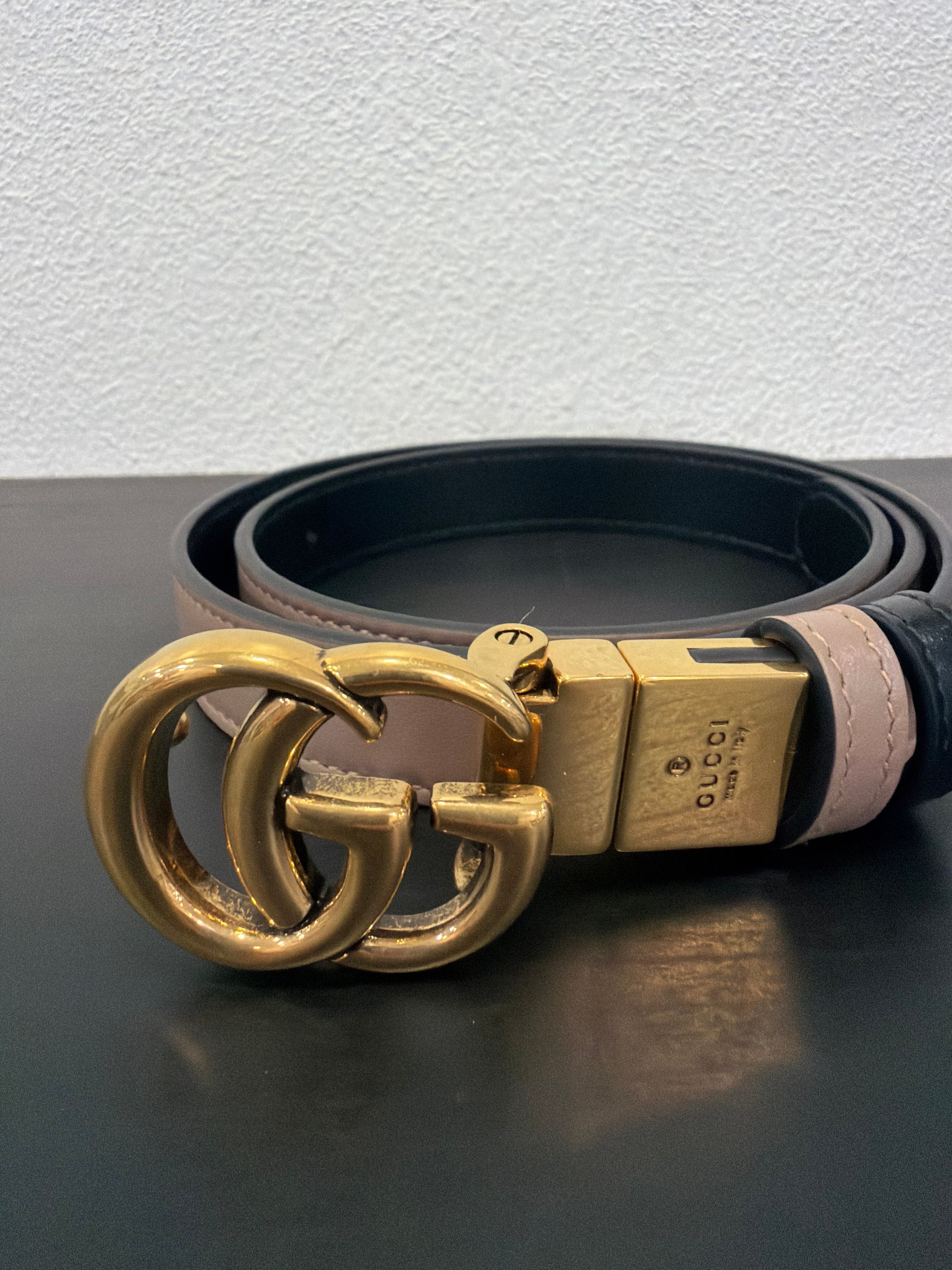 Gucci Cintura GG in pelle cipria reversibile