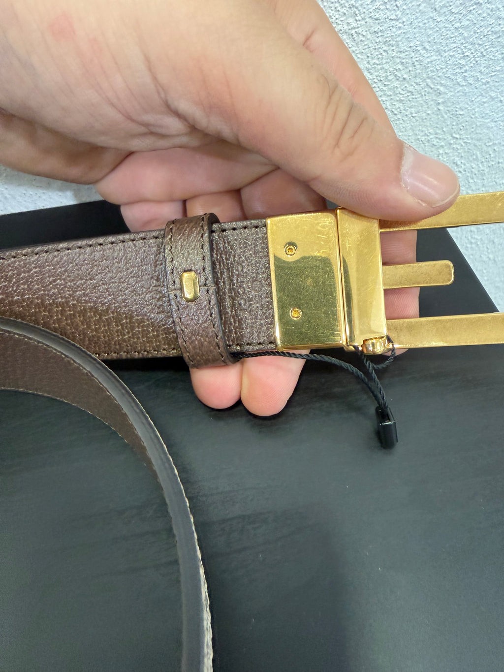 Gucci Cintura G Quadro tela GG Supreme Reversibile 75
