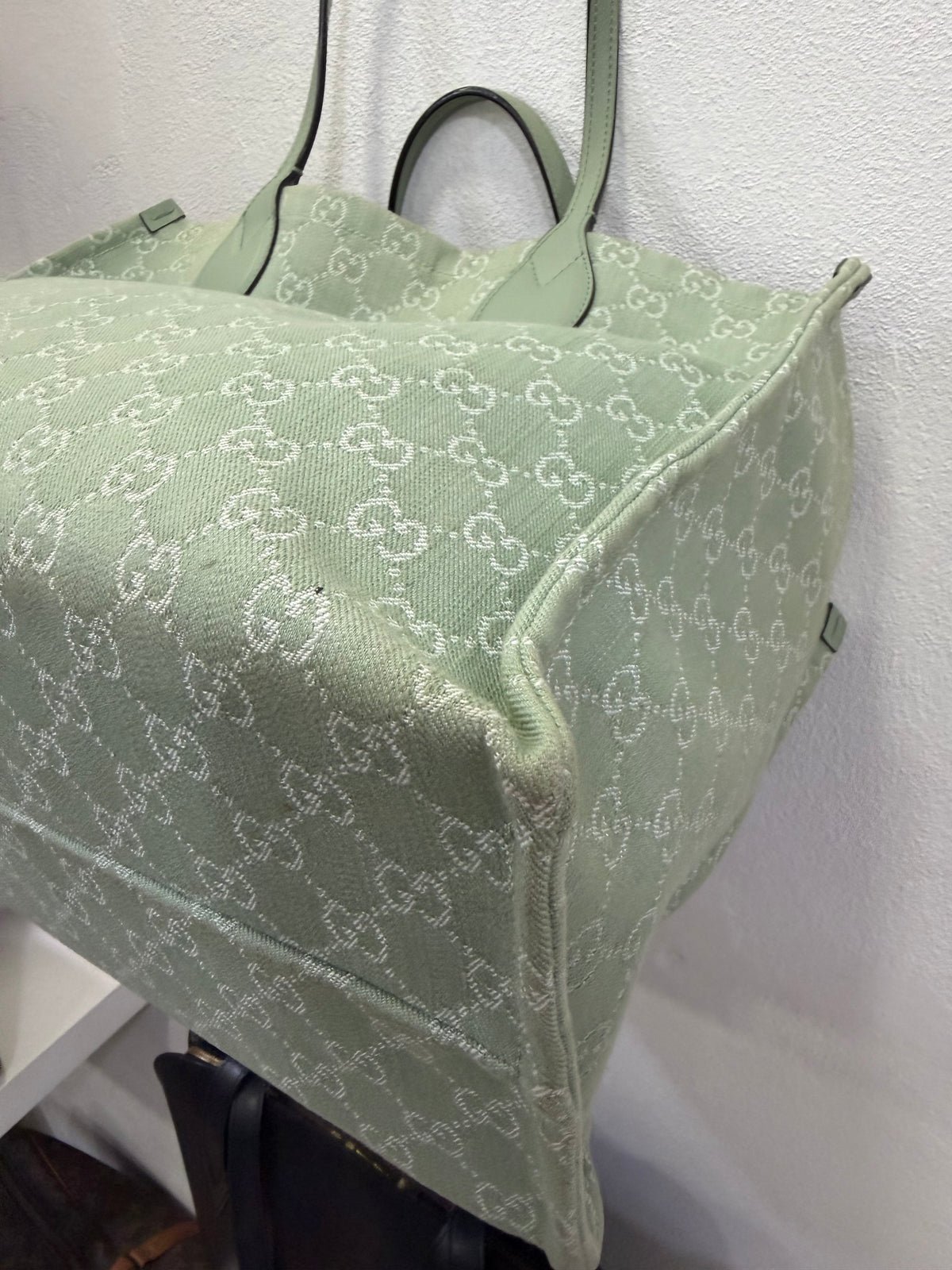 Gucci Ophidia GG Tote bag Large in denim Menta