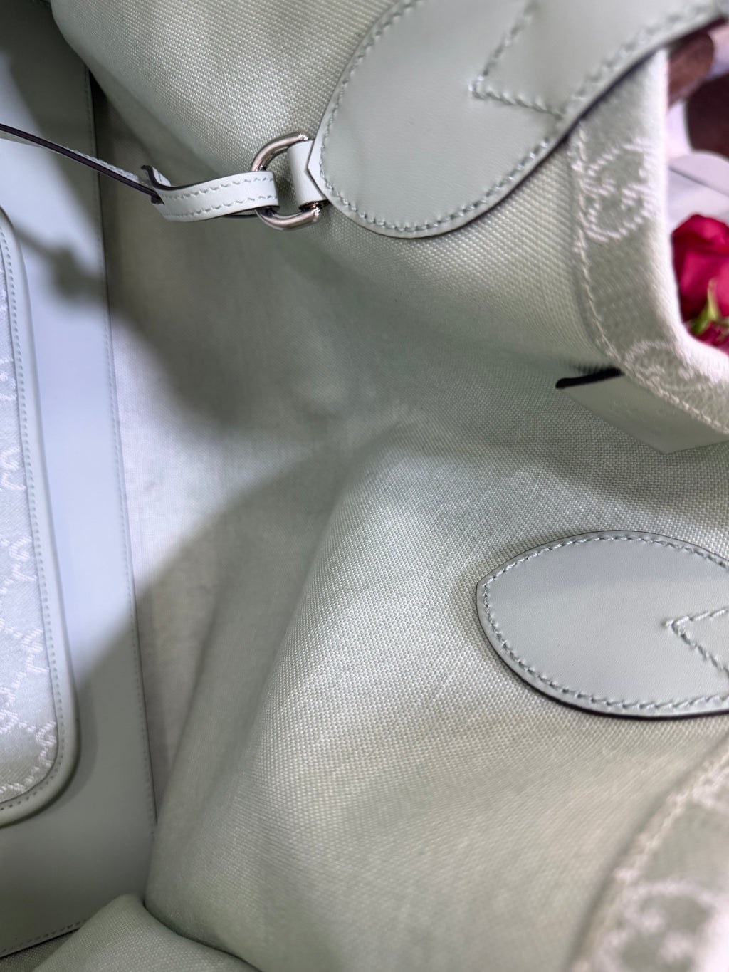 Gucci Ophidia GG Tote bag Large in denim Menta