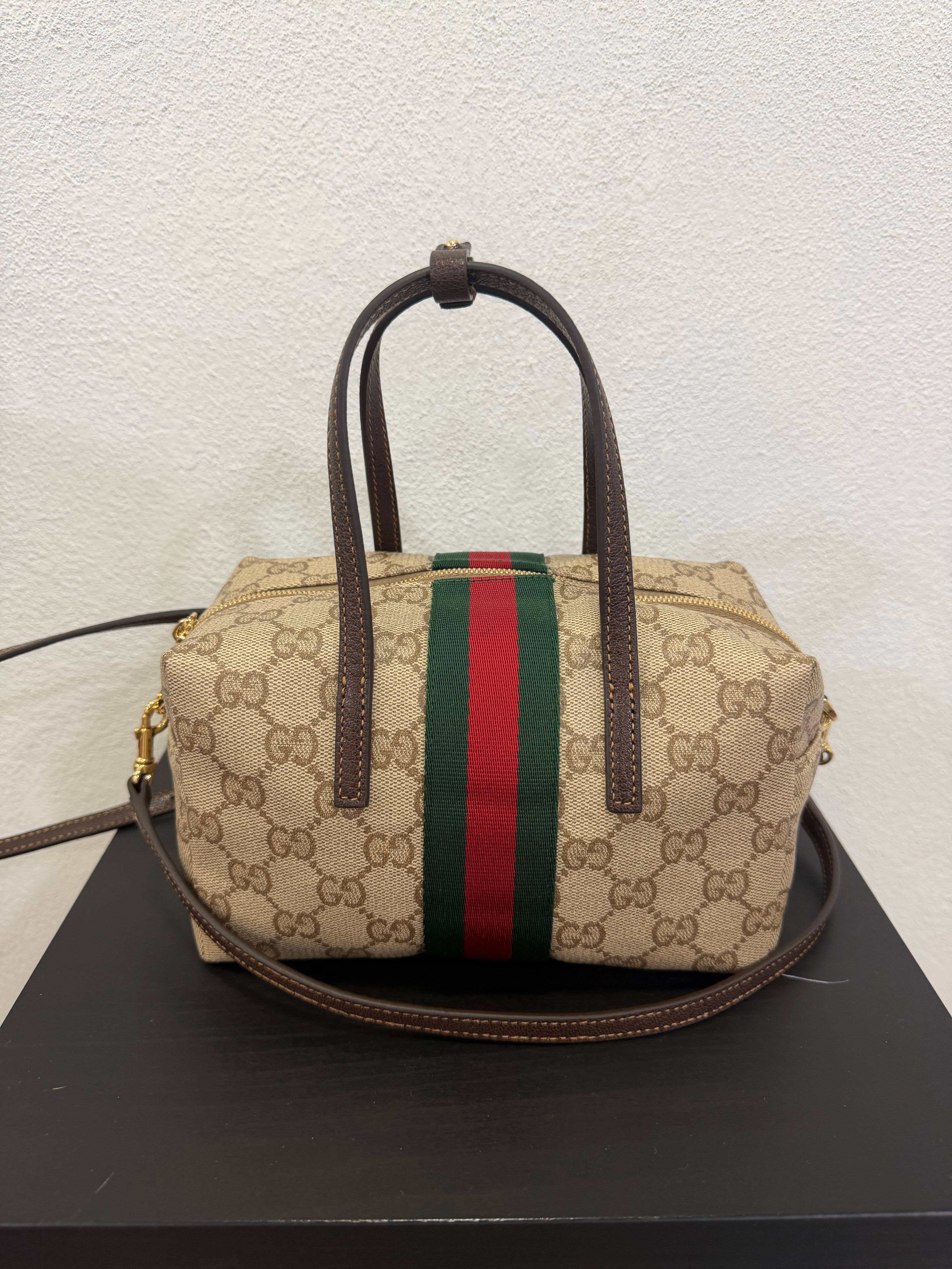 Gucci Mini Borsa Boston con dettaglio Web