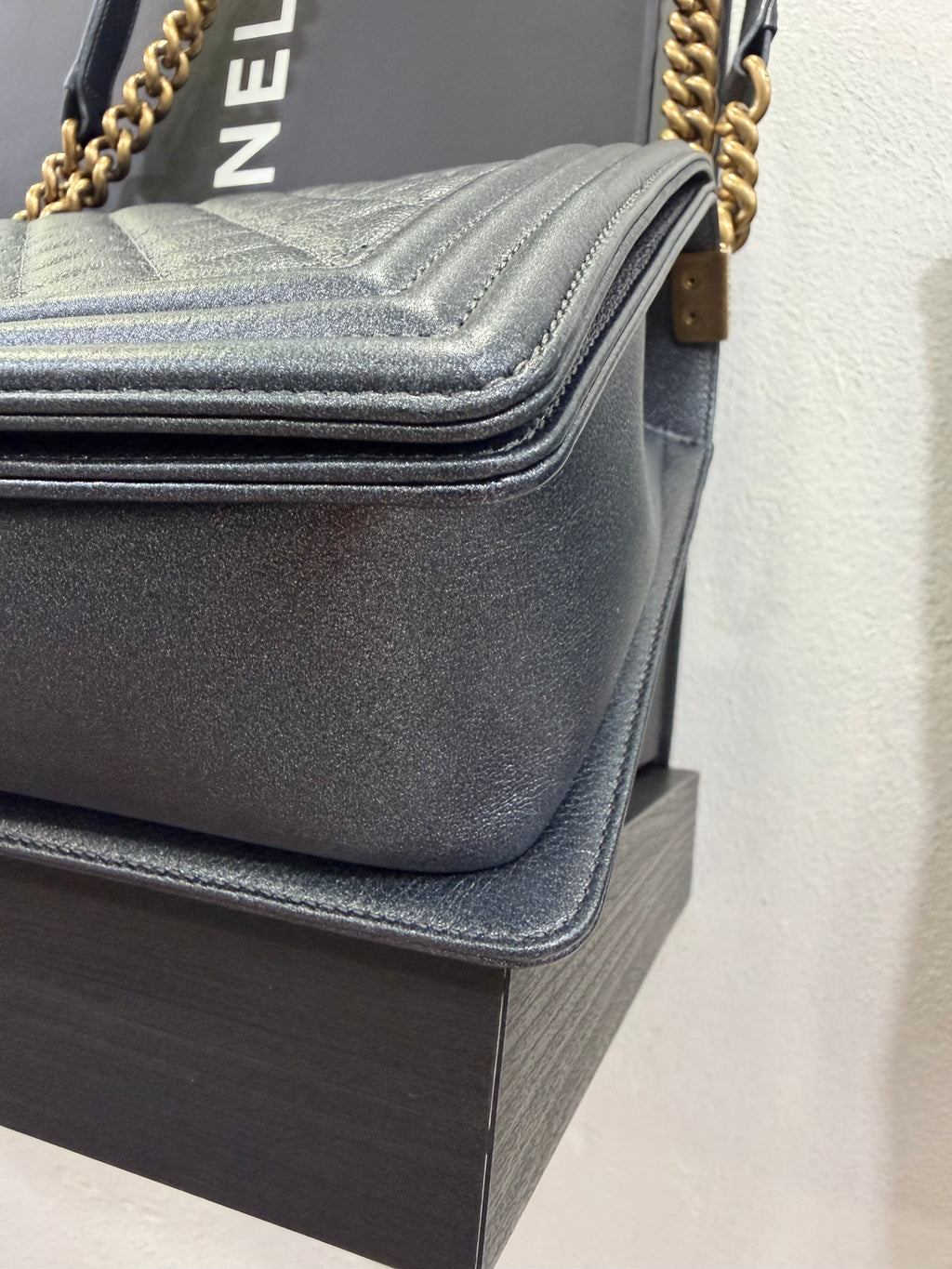 Chanel Boy Medium Grey Pearl