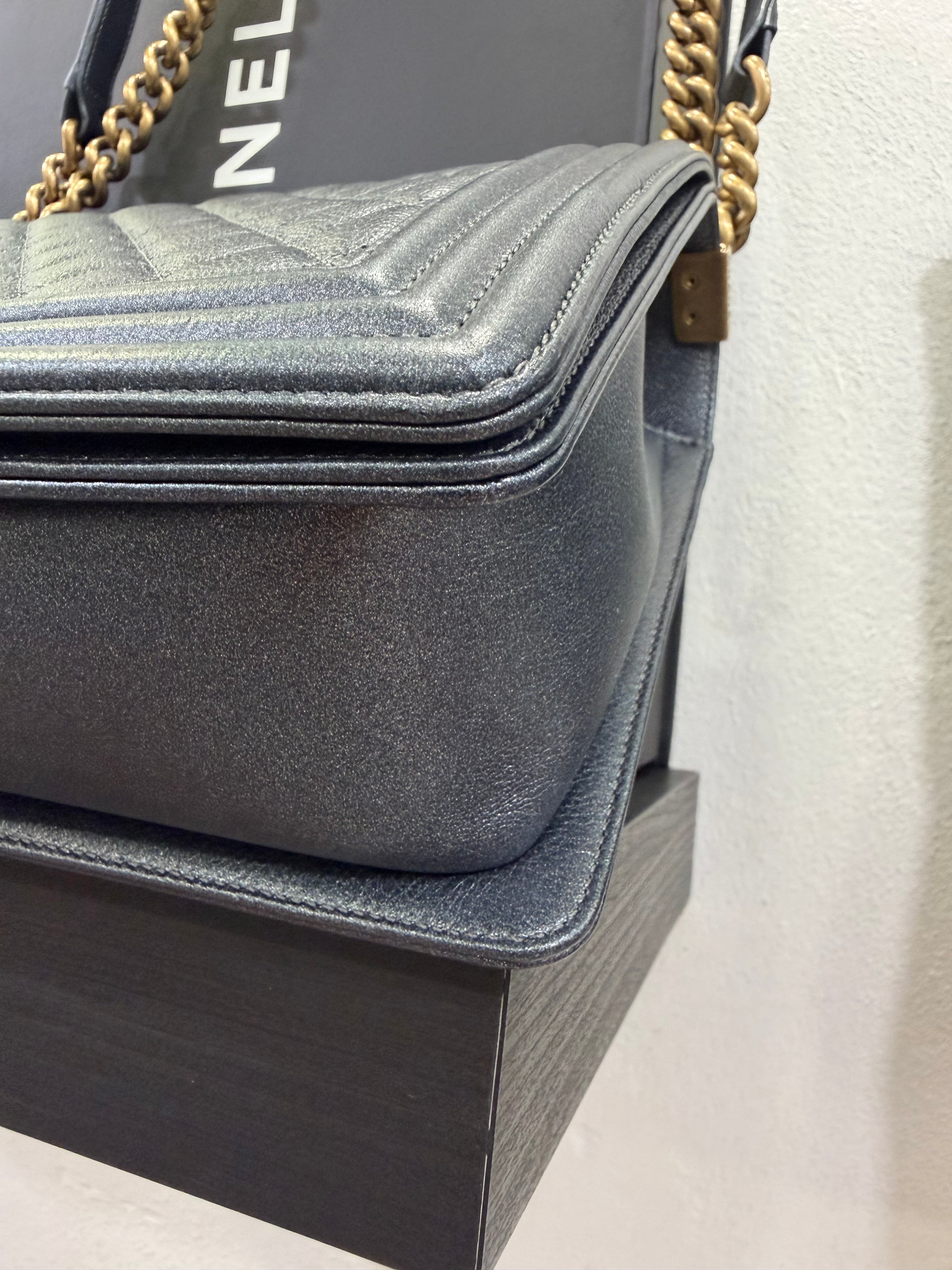 Chanel Boy Medium Grey Pearl